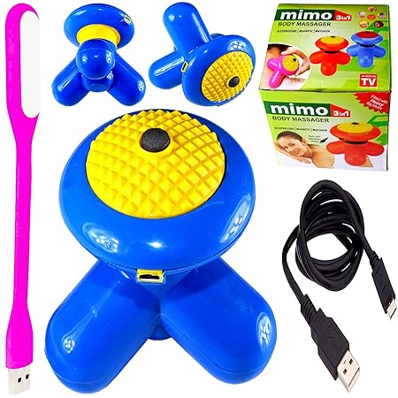 Body Massager For Pain Relief of Back, Leg & Foot Electric Massager Battery Operated Magnetic 3 In 1 Mini Mimo Acupressure Full slimming Body Massager Vibration USB Port With One Pic USB Light