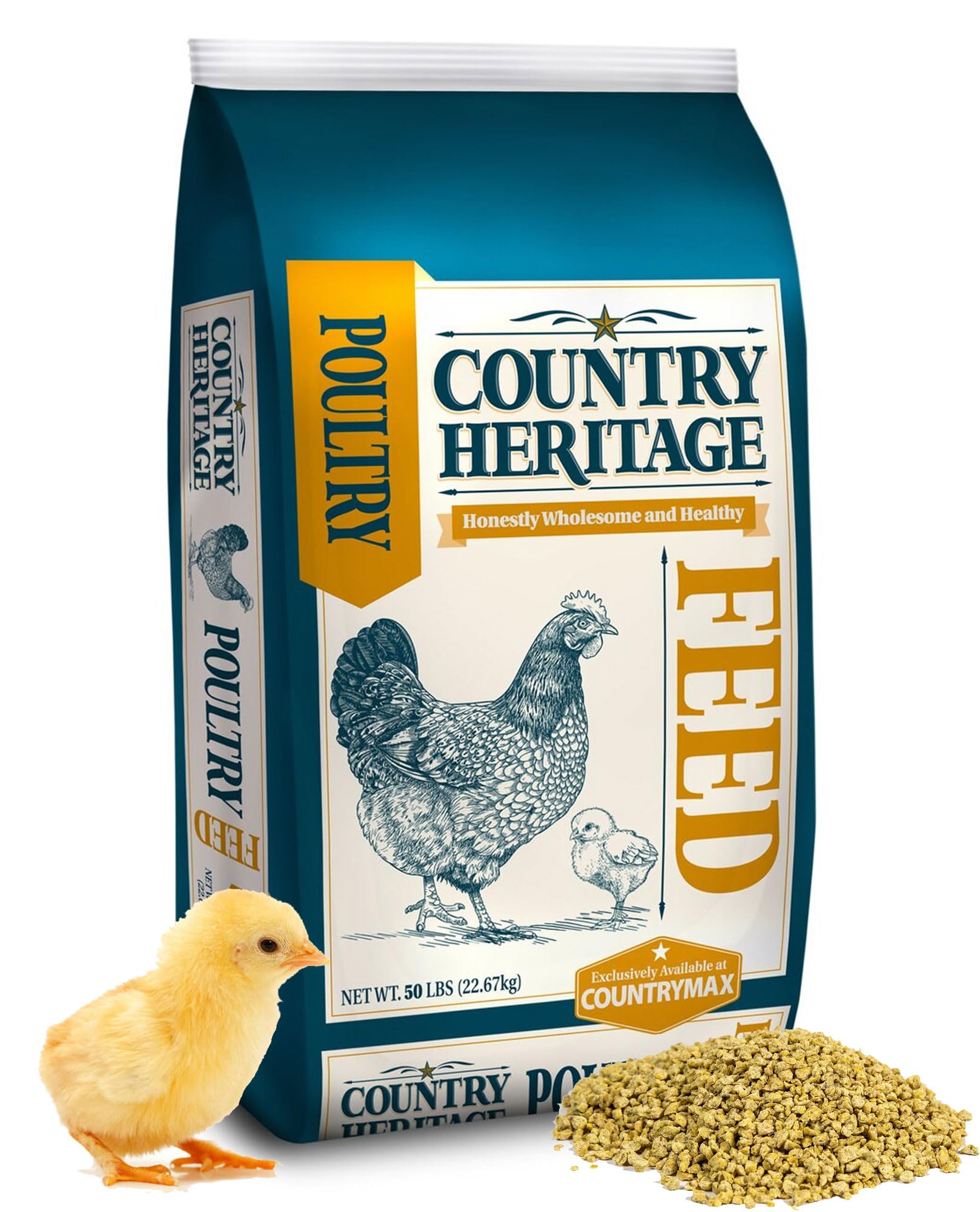 Country Heritage Chick Starter Grower Feed 50lbs - Non-Medicated Complete Nutrition Crumble for Baby Chickens Turkeys Ducks Geese, 18% Protein