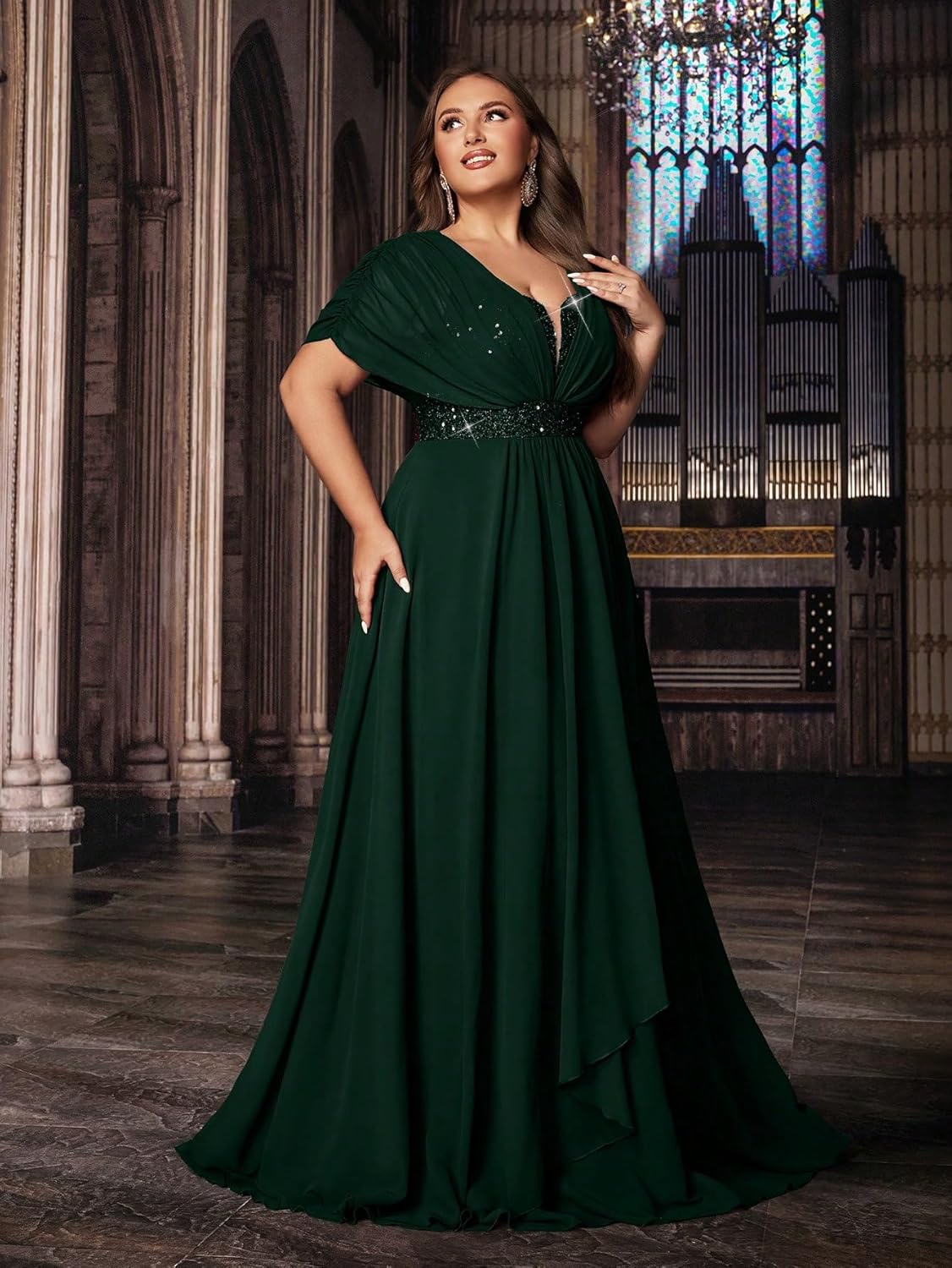 Women's Plus Size Wedding Guest Summer Maxi Elegant Sequin Bridesmaid Dresses A line Long Evening Party Cocktail Gown - Image 7