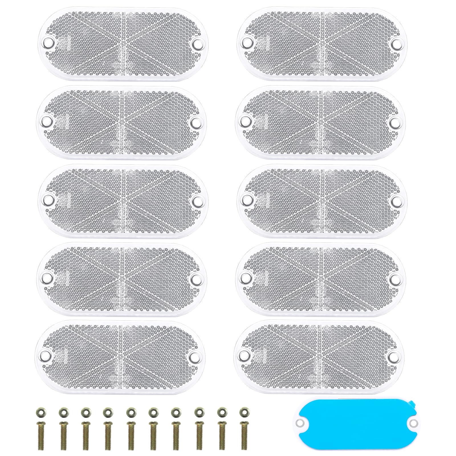 Yuanjoy 10x Weiß Ovaler Reflektierender Warnaufkleber mit Se