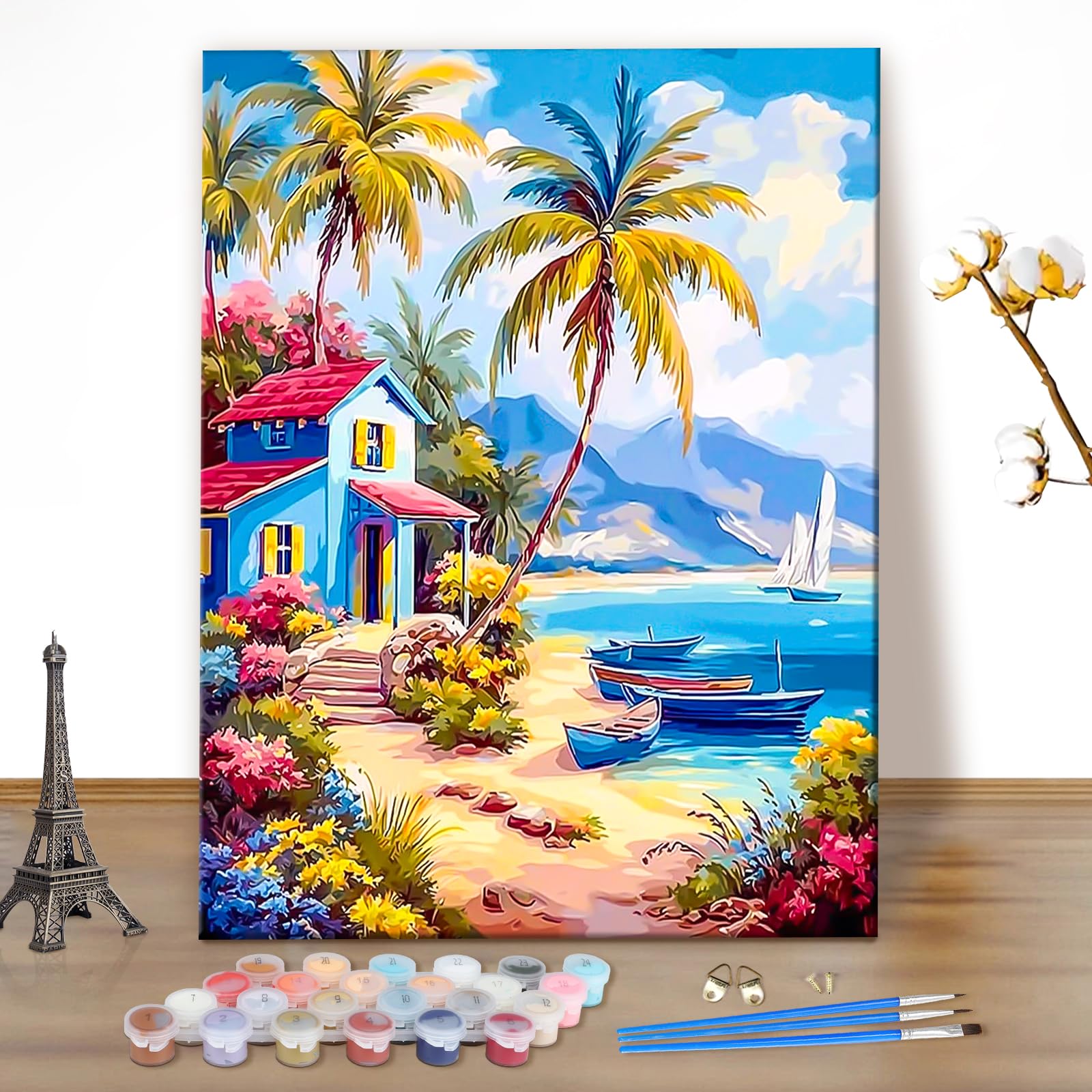 MEIYUDA Paint by Numbers Kits for Adult Seaside, DIY Canvas Oil Painting Kit for Adult or Beginner, Paint by Numbers Home Wall Decor 40x50cm(Without Frame) — image 1