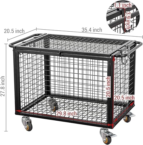 Miniatura 7 de MyGift Carrito de almacenamiento de pelotas deportivas de metal negro para parque infantil, Dodge Ball, baloncesto, pelota de fútbol, canasta de