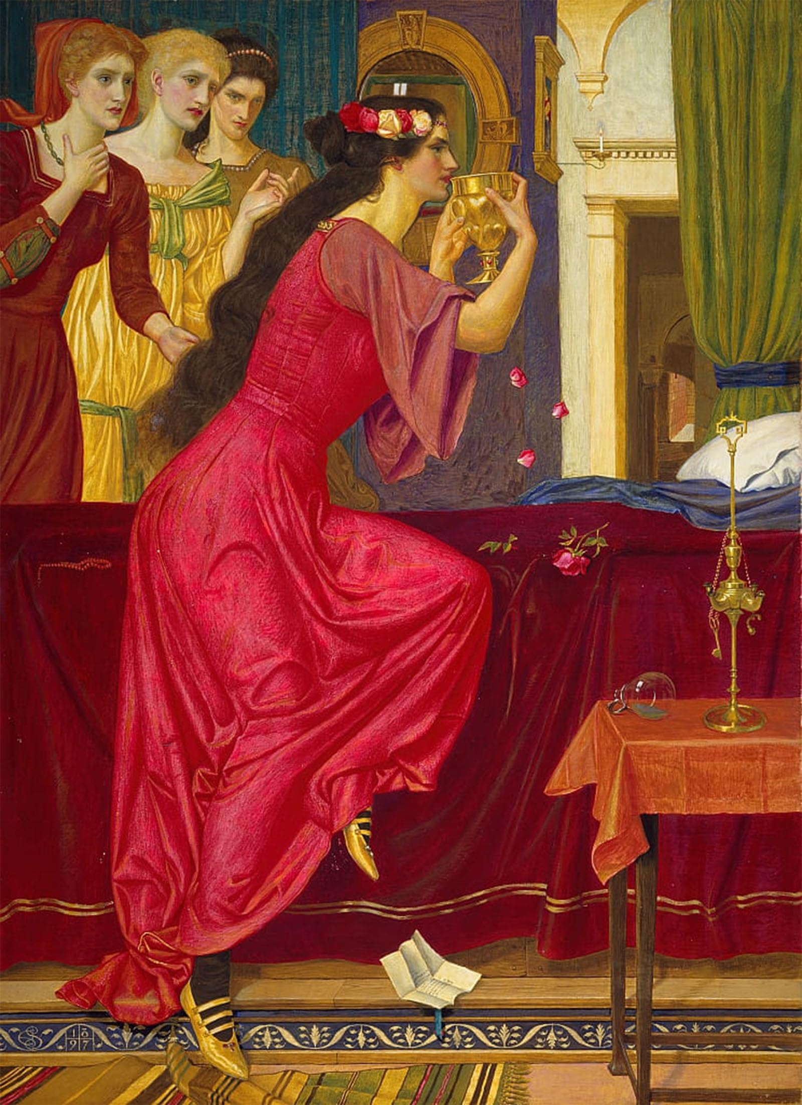 POSTERIIk Vintage Print Pop Art Landscape Artwork Sigismonda Drinking the Poison by Edward Southall Art Prints for Office Home Decor 60x90cm
