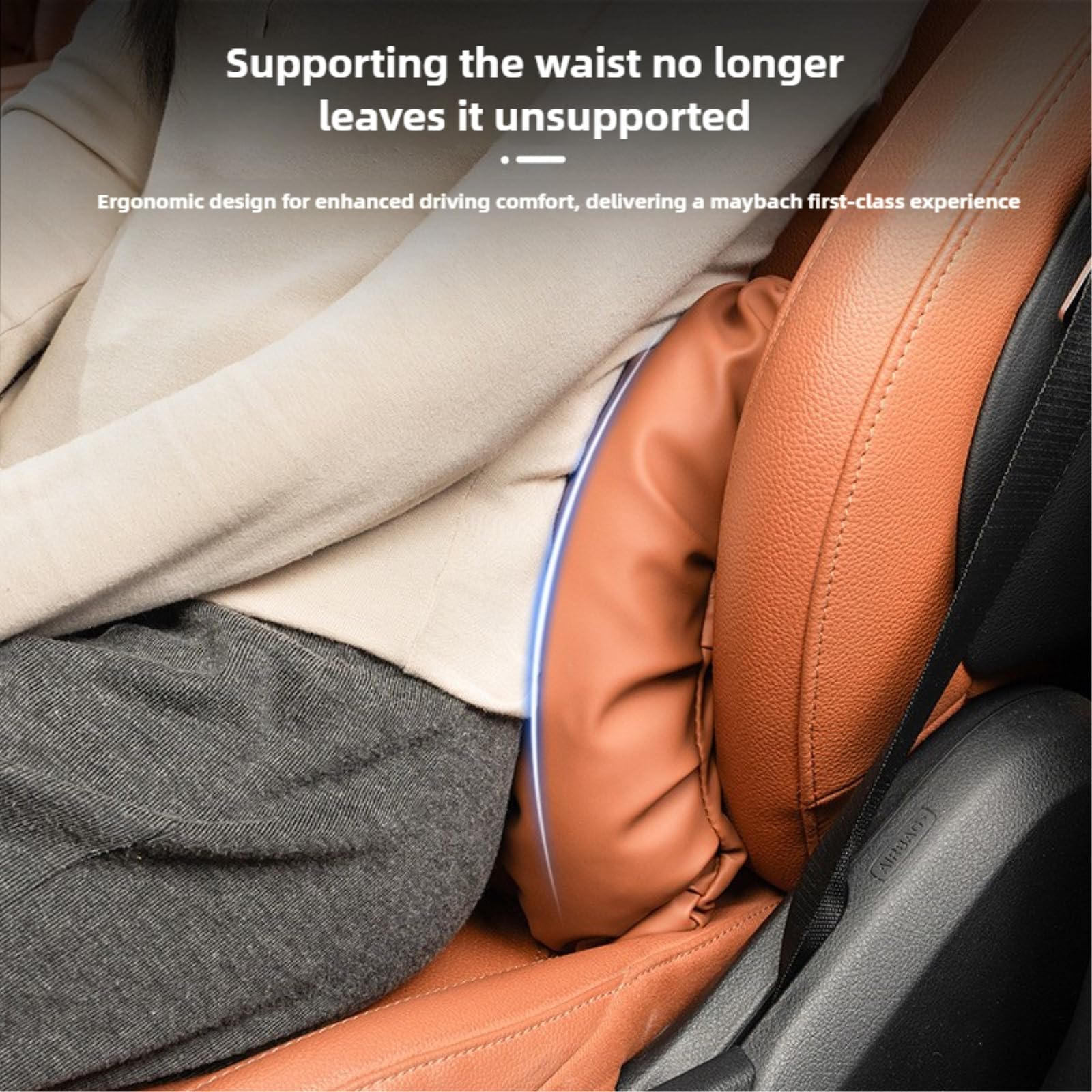 Cuscino Auto, Lombare di Sostegno Lombare, Collo in Schiuma Memoria Morbido per Guida Confortevole-whiteb Waist