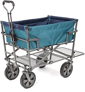 MacSports Double Decker Wagons Carts Heavy Duty Foldable Outdoor Collapsible Cart Portable Lightweight Utility Cart, All T...