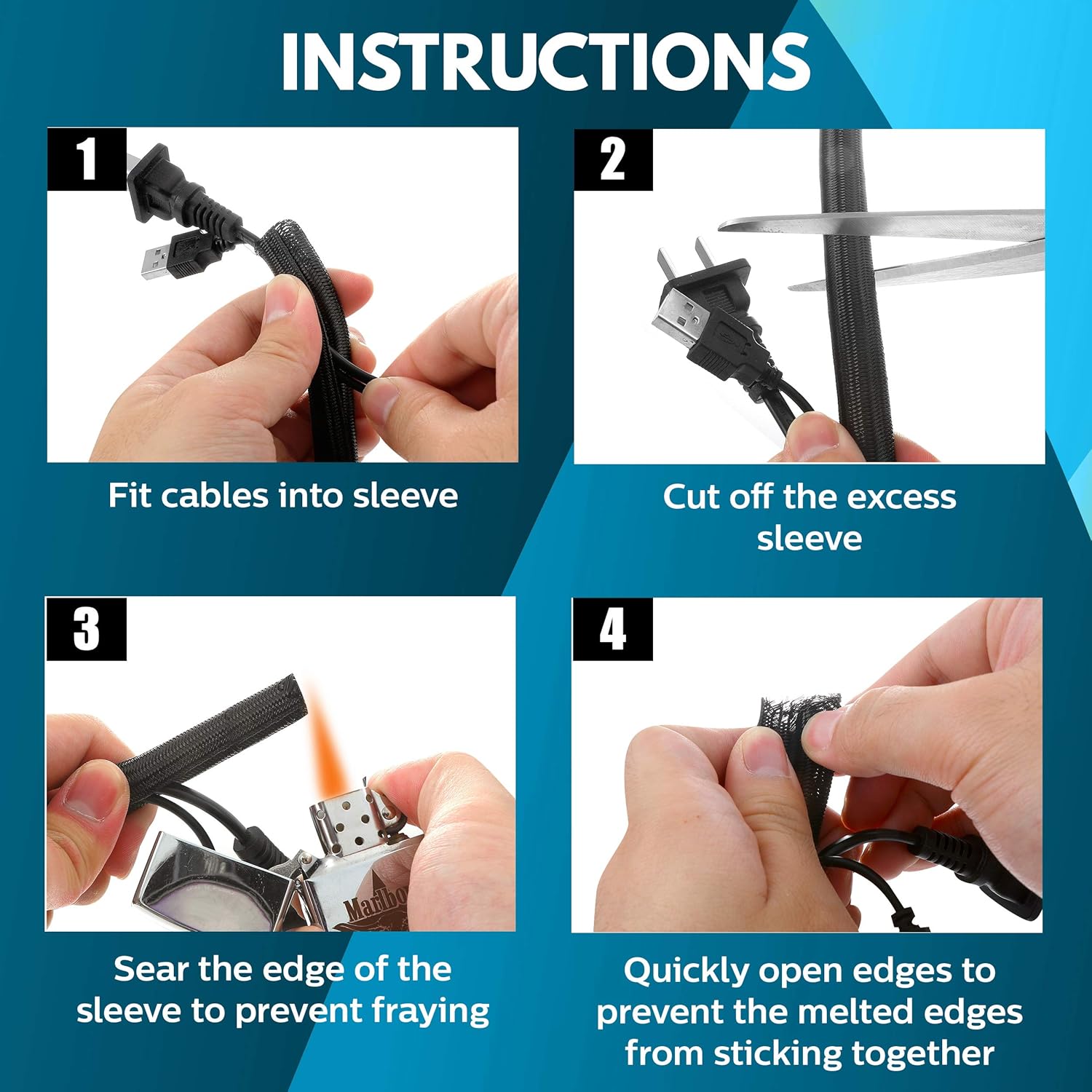 117 PCS Cable/Cord Management Kit, 5 x Cable Sleeve with Zipper, 1 x 1.5m Roll Cable Sleeve Cover, 10pcs and 1 x Roll Self Adhesive tie, 100 x Fastening Cable Ties for Home and Office : Electronics