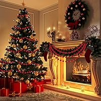 Vista 5 de Jishi Guirnalda de Bolas de Pompones de Bayas de Fieltro Rojo, 3 unidades, Decoraciones de Navidad para Interiores del Hogar, Lindos Adornos