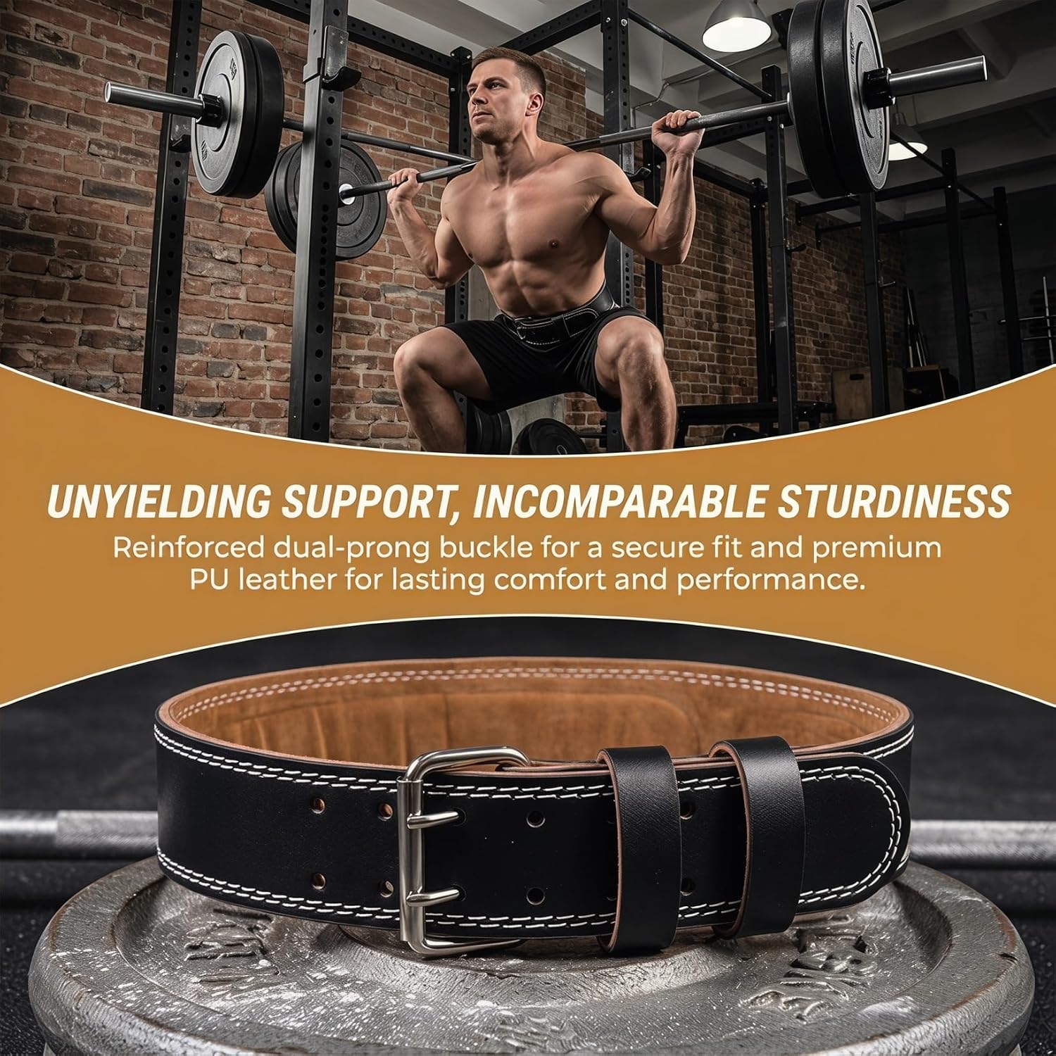 Toddmomy Pu Weight Lifting Belt Adjustable Waist Support Belt for Men and Women Back Support for Squat Deadlift Powerlifting Fitness Training 41.33 X 3.93 X 0.39 in