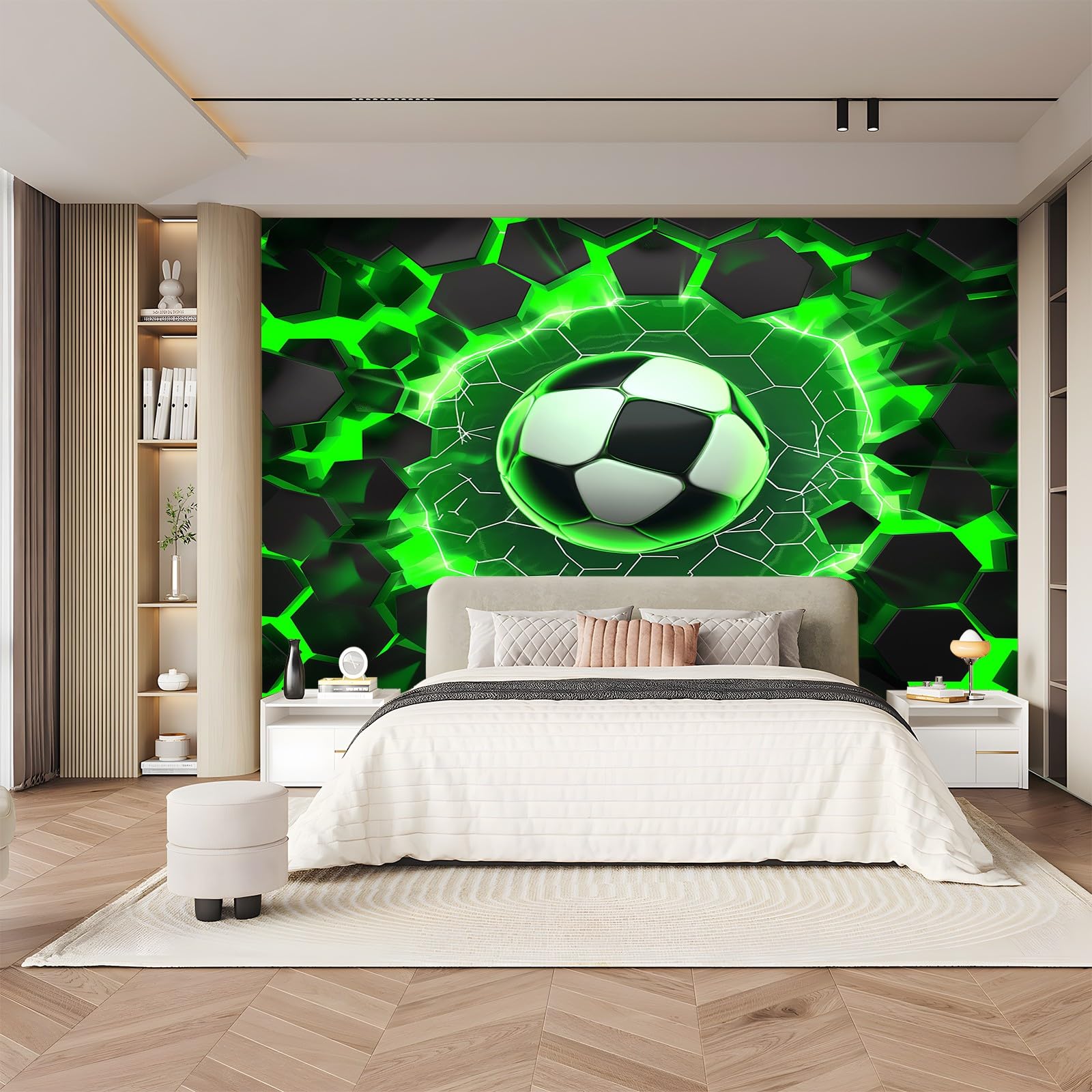 Carta da parati Calcio digitale da videogioco Carta da parati 350 x 256 cm fotografica, murale, carta da parati a motivi, carta da parati in tessuto non tessuto, Verde