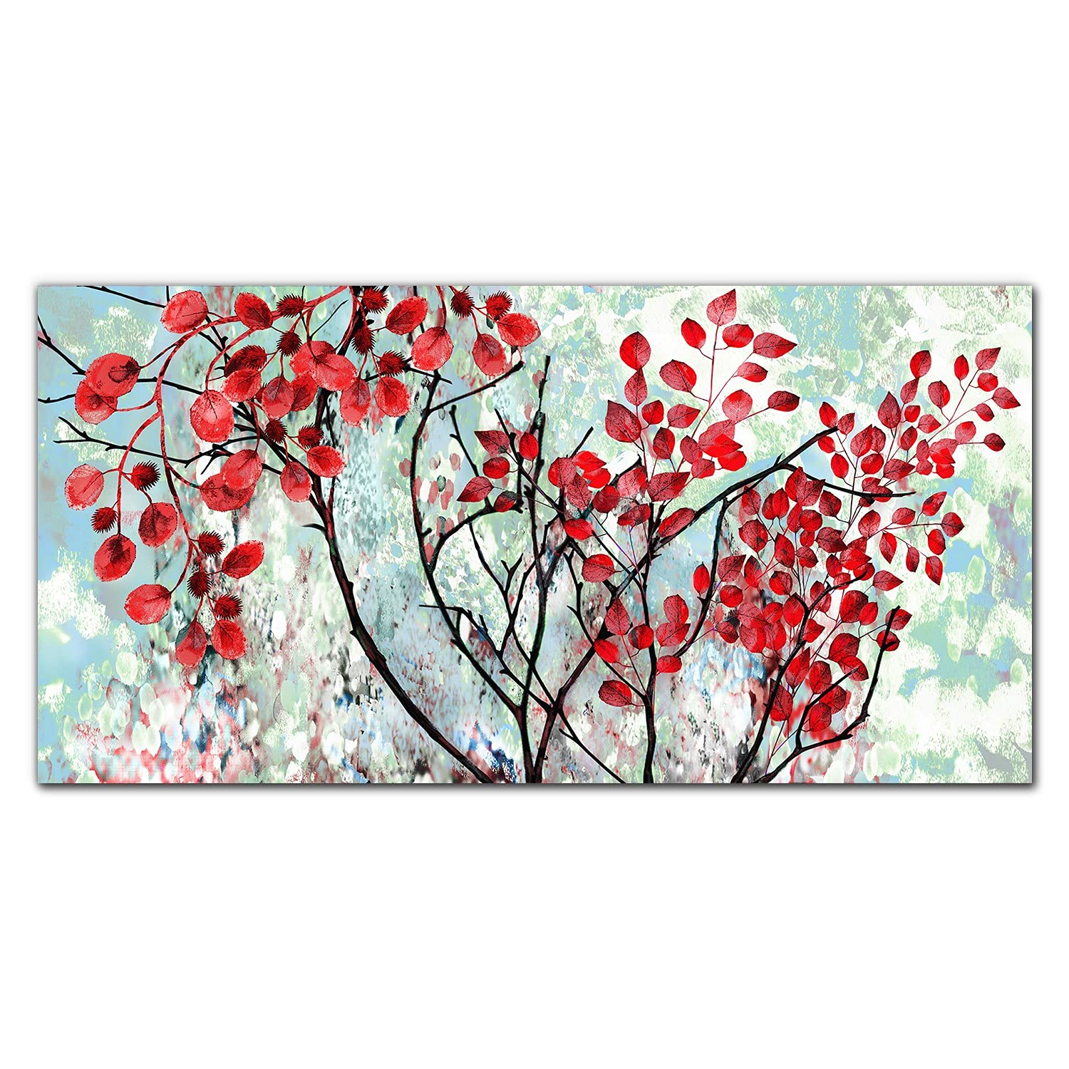 Tableau en verre acrylique 100x50cm panoramique résistant à l'humidité motif branches - 8