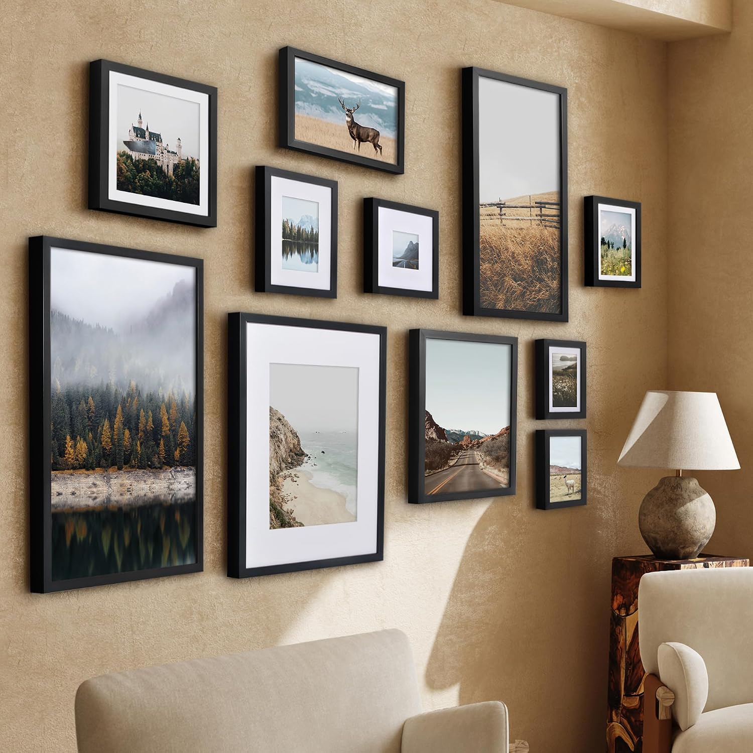 Americanflat 12x12 Picture Frame with Polished Plexiglass - Use as 10x10 Frame with Mat or Display 12x12 Photo Without Mat - Soho Collection - Deep Molding Square Frames for Wall Display - Black