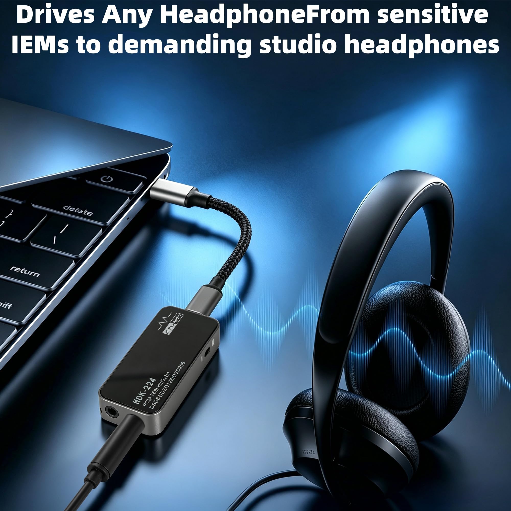 Dongle DAC USB C vers AUX pour ampli casque DS3 Sorties équilibrées 3,5 mm