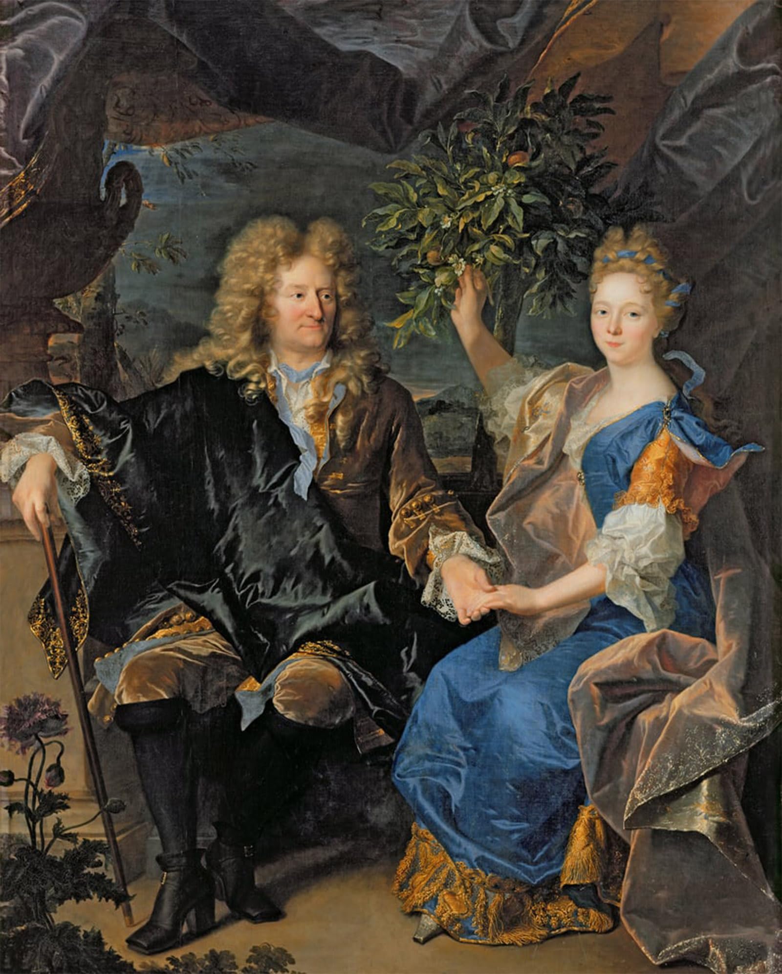 ARTXLXXBN Famous Painting Art Wall Decor Abstract Art Picture Count Jan-andrezj Morszstyn and His Daughter by Hyacinthe Rigaud Animal Pictures for Home Decor 60x90cm