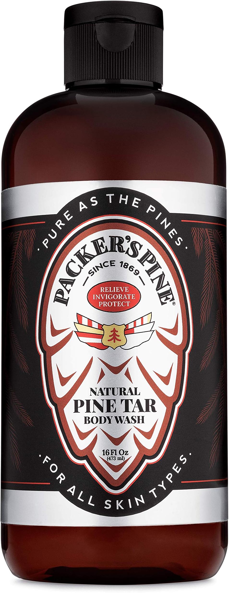 Packer's Pine Tar Body Wash | Soothing Mens Shower Gel For Psoriasis Relief | Made With Natural Pine Tar and Pine Oils | Paraben & Sulfate-Free, 16 fl oz