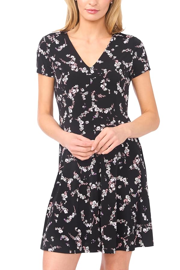 CeCe Womens Princess Seam V-Neck Knit Dress, Rich Black, X-Small by CeCe - Used condition - Image 2