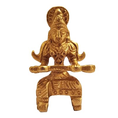 GURU JEE Brass Statue Goddess of Food Annapurna Devi Idol Small Annapurna Maa Murti for Mandir Temple Puja Religious Gif