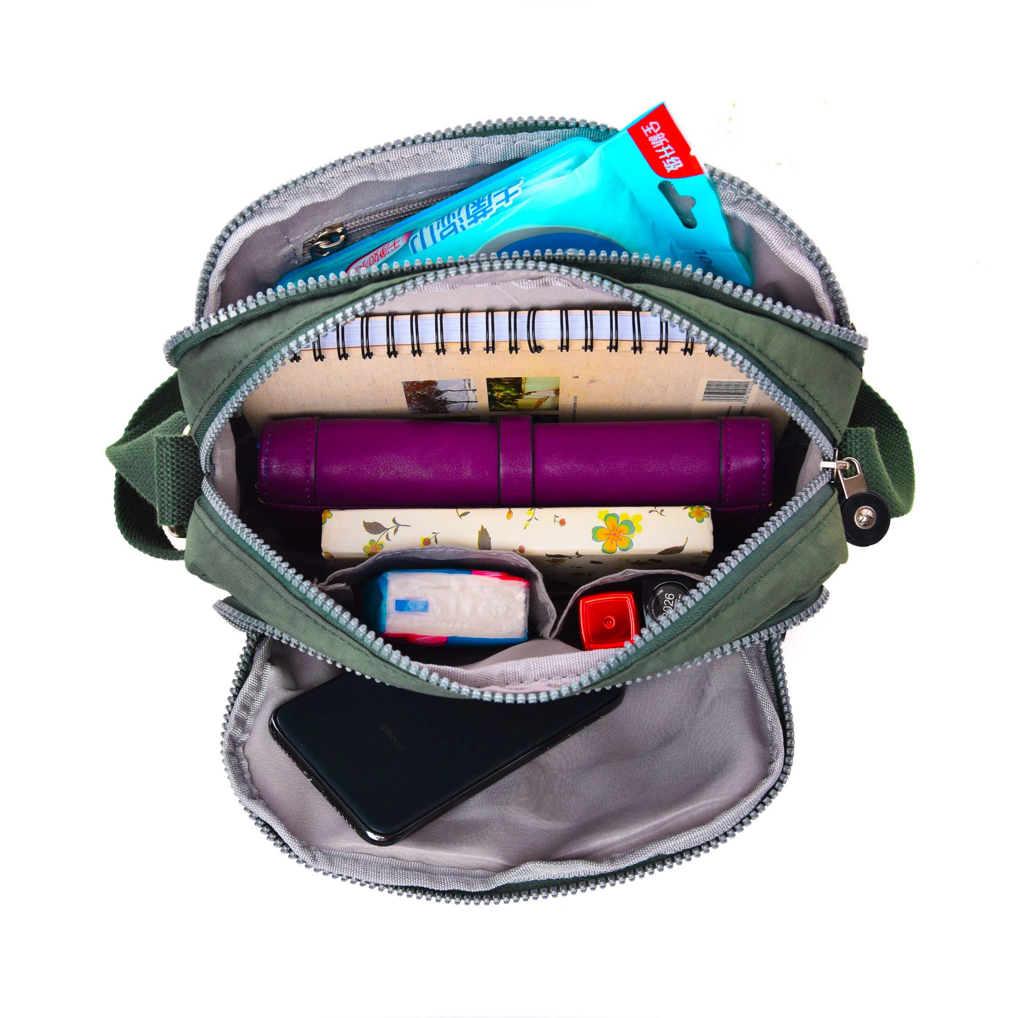 tuokener Borsa a Tracolla Donna Borsetta Impermeabile Borse a Spalla Crossbody Messenger le Donne Multi Tasca Borsa Casuale Per Viaggio (Verde Militare)