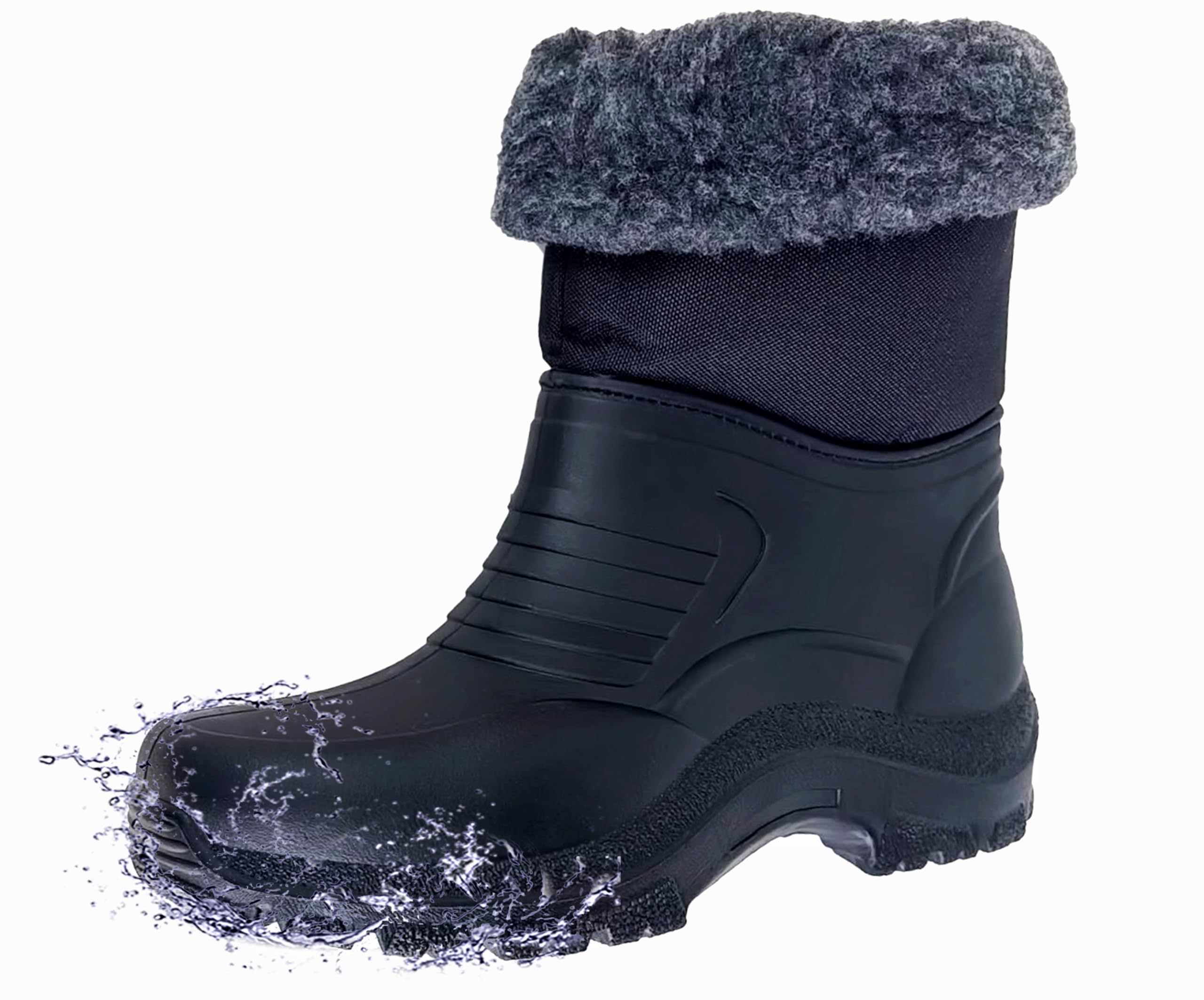 Generico U20 Après-ski unisexe imperméable avec rembourrage en laine synthétique chaude, semelle antidérapante, 100 % fabriquée en Italie