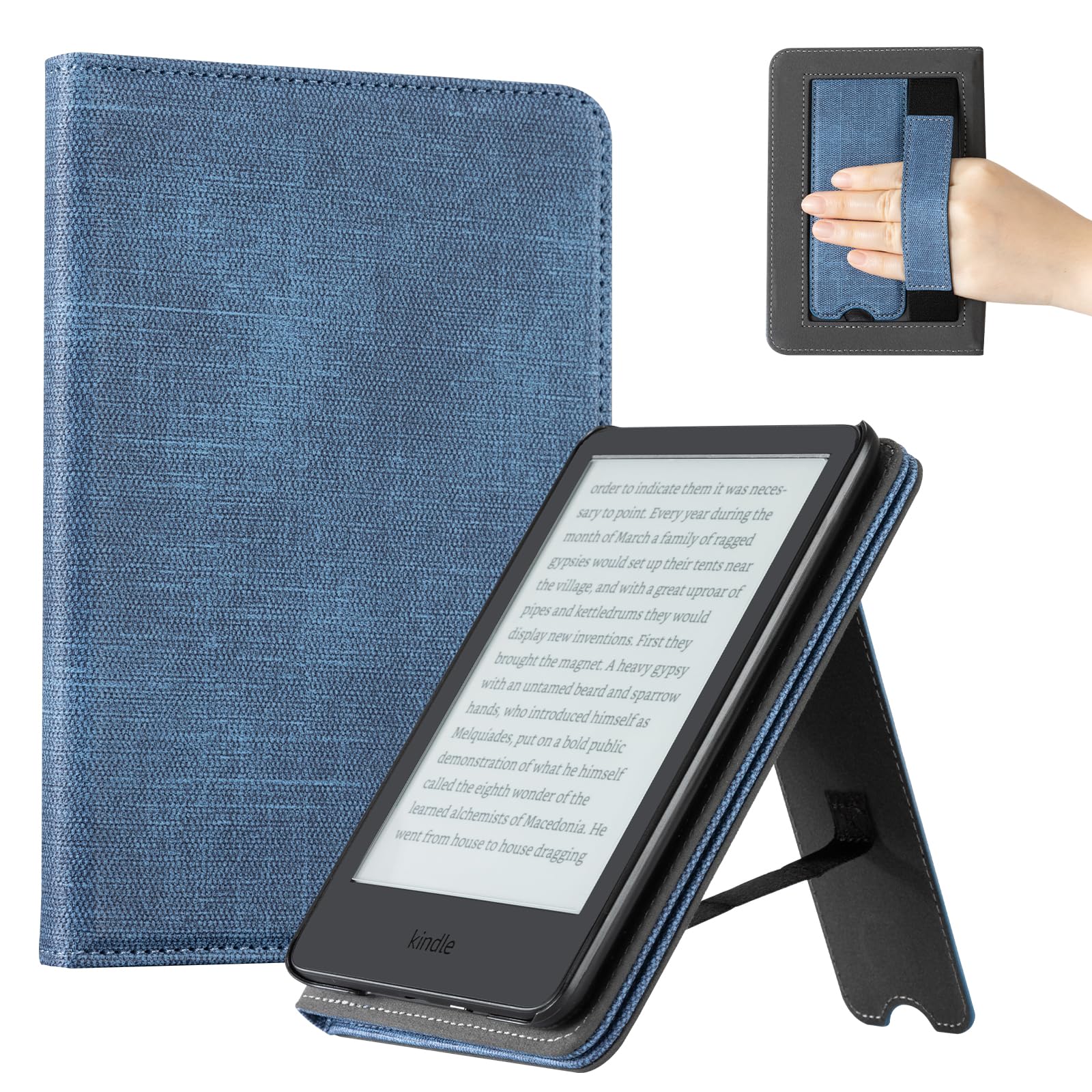 CoBak Case for 6" E-Reader - PU Leather Smart Cover with Auto Sleep/Wake &amp; Hand Strap, not Compatible with Kobo Clara,Tablet Cases