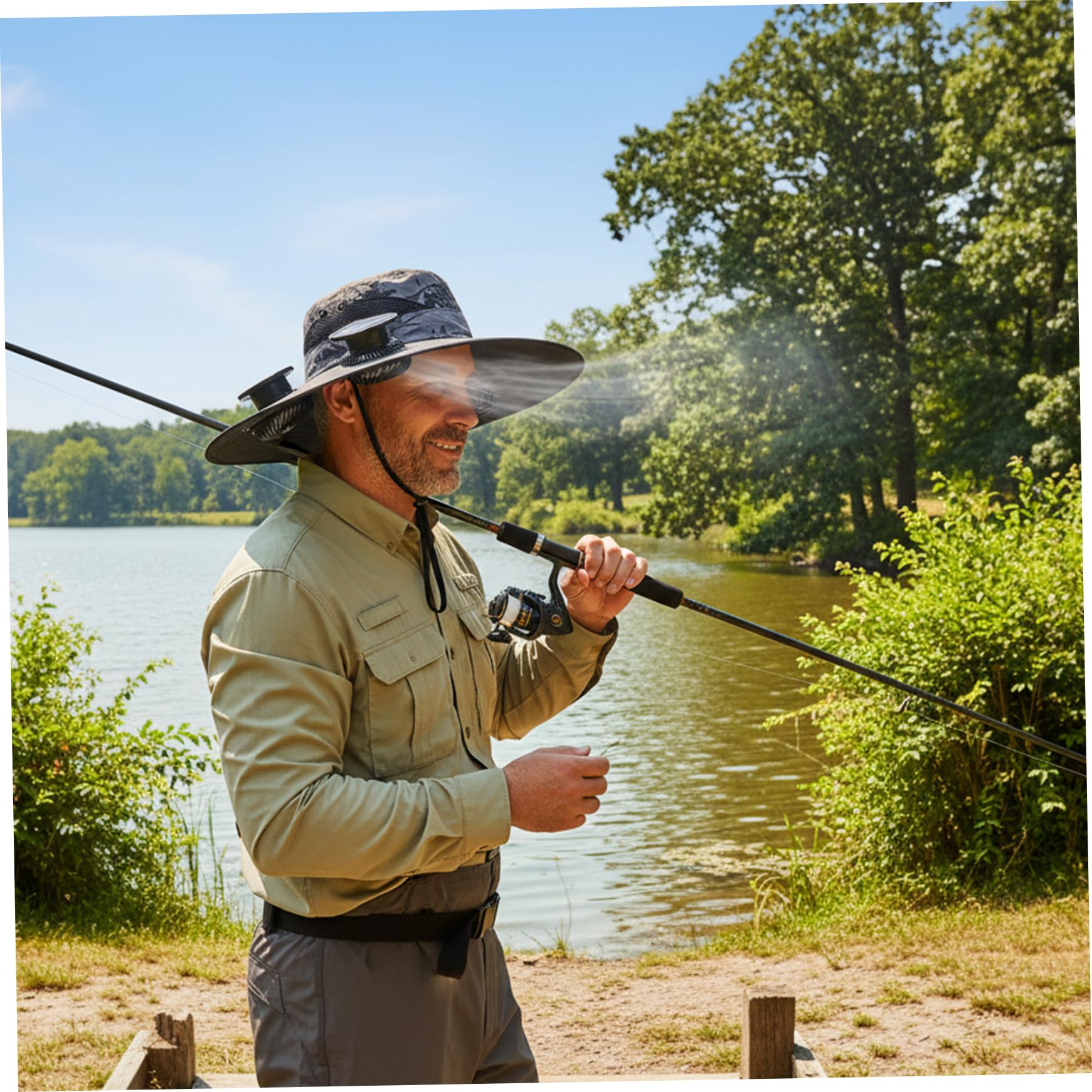 Cappello con Ventola Solare Cappello da Sole UPF 50+ con Doppia Alimentazione (Solare/Batteria) Berretto da Pesca rinfrescante per Esterni con 3 ventole e Tesa Larga per Uomo e Donna