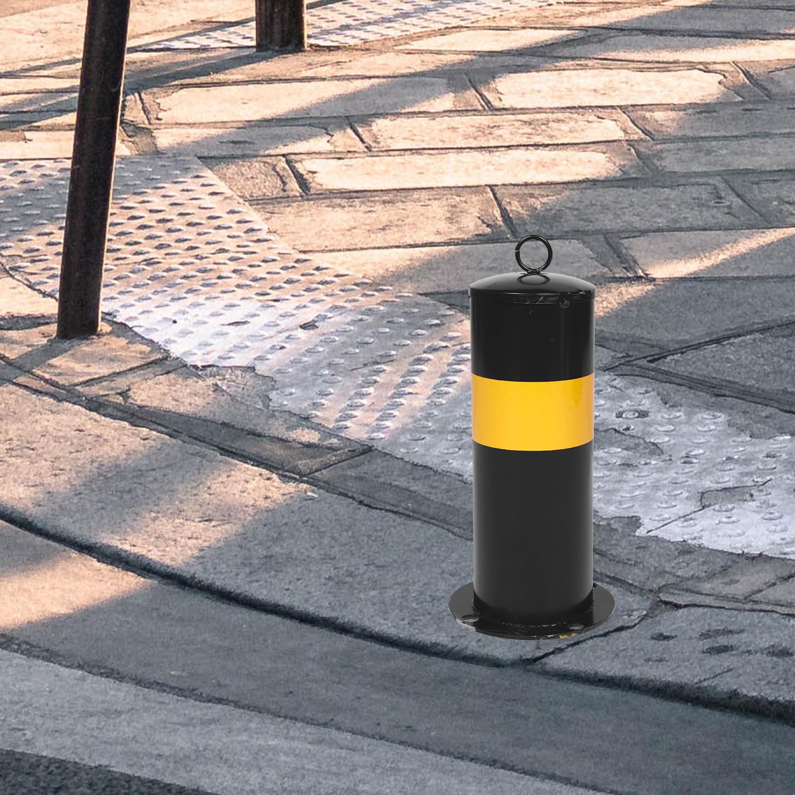 Barrière de Sécurité en Acier Noir Renforcé pour Arrêt de Stationnement Cônes de Stationnement, pour Isolation Routes et Chantiers