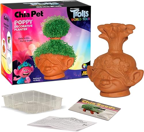 Miniatura 2 de Chia Pet Trolls, Poppy World Tour con paquete de semillas, maceta decorativa de cerámica, fácil de hacer y divertido de cultivar, regalo novedoso,