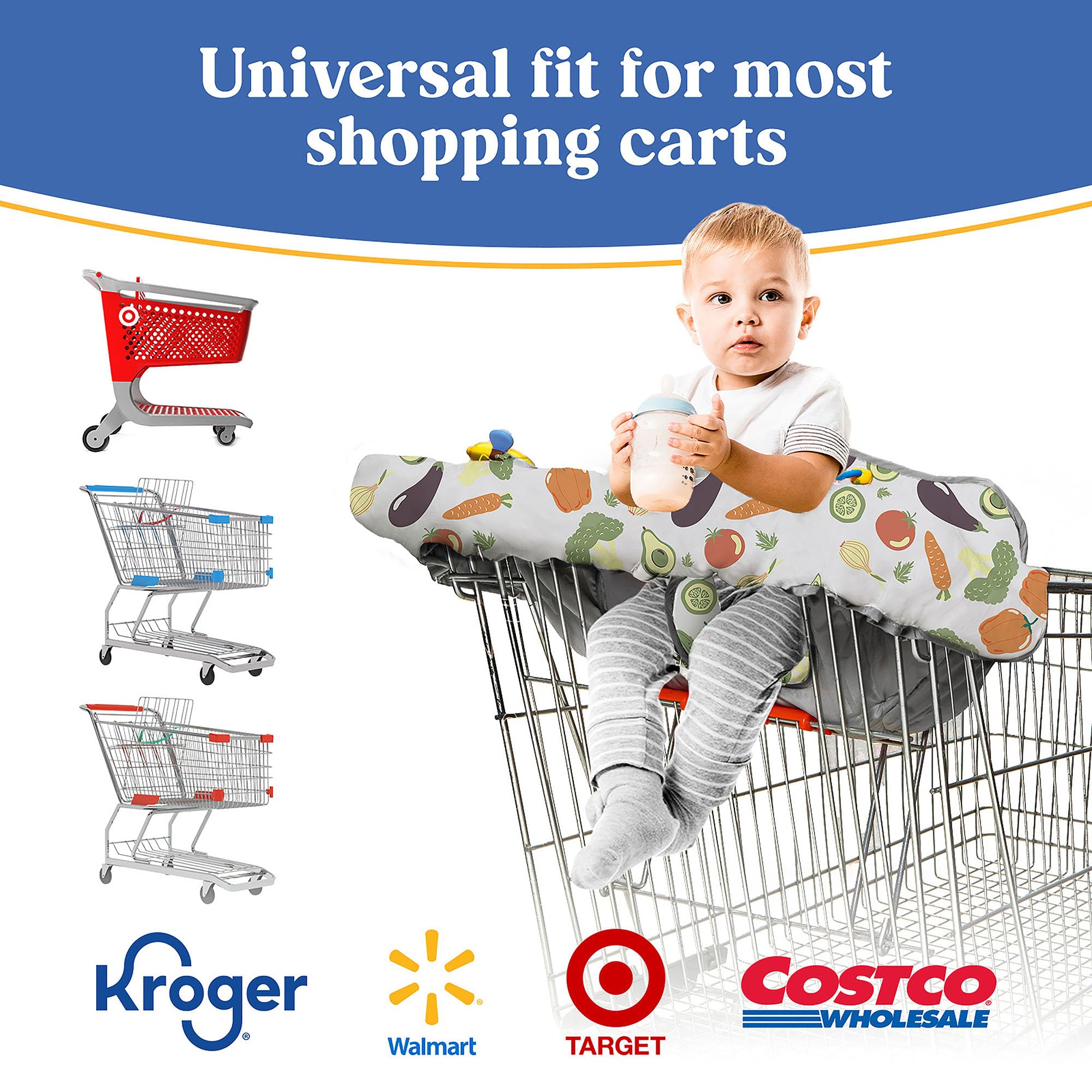 Funda para carrito de compras para bebé PILLANI, funda de silla alta para asiento de restaurante, cubierta de carrito de comestibles para bebés/niños/niños, fundas de algodón para bebés, funda para