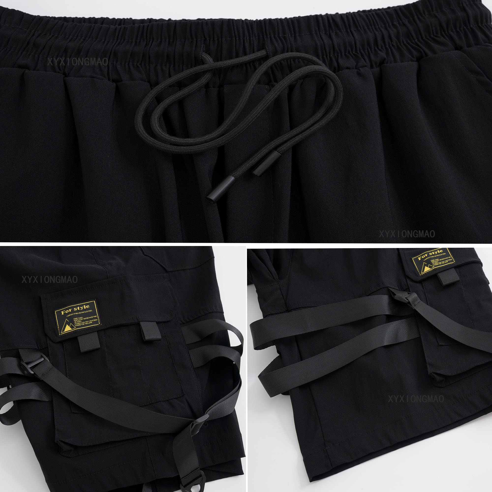 XYXIONGMAO Streetwear - Overol para hombre, estilo gótico, estilo cargo, táctico, estilo hip hop, color negro