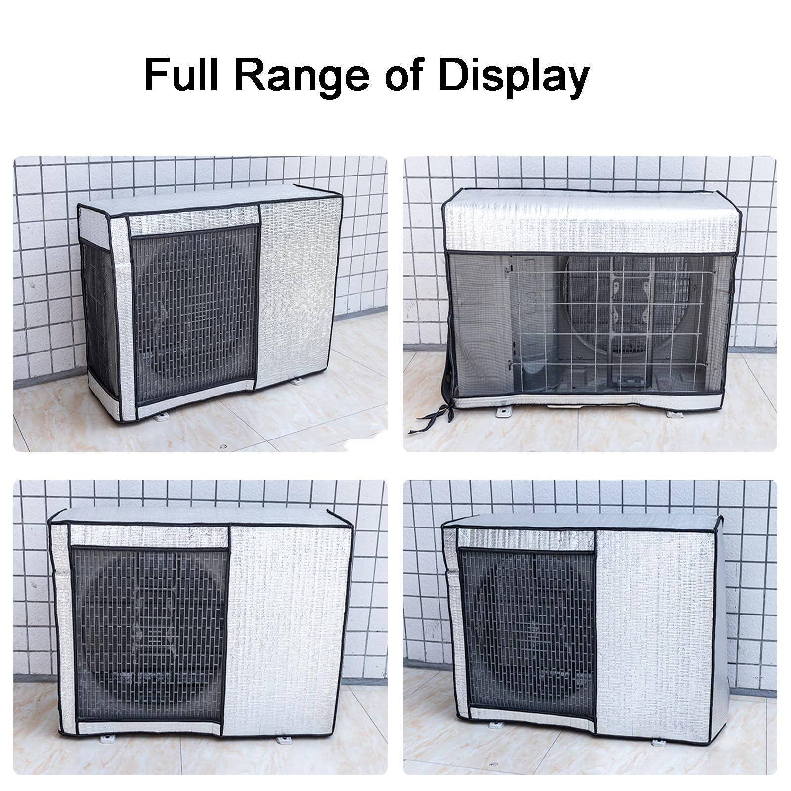 Funda Protectora para Aire Acondicionado Exterior, Resistente a la Intemperie, de Papel de Aluminio con Malla Transpirable y Banda elástica para Unidades de Bomba de Calor (90x62x3