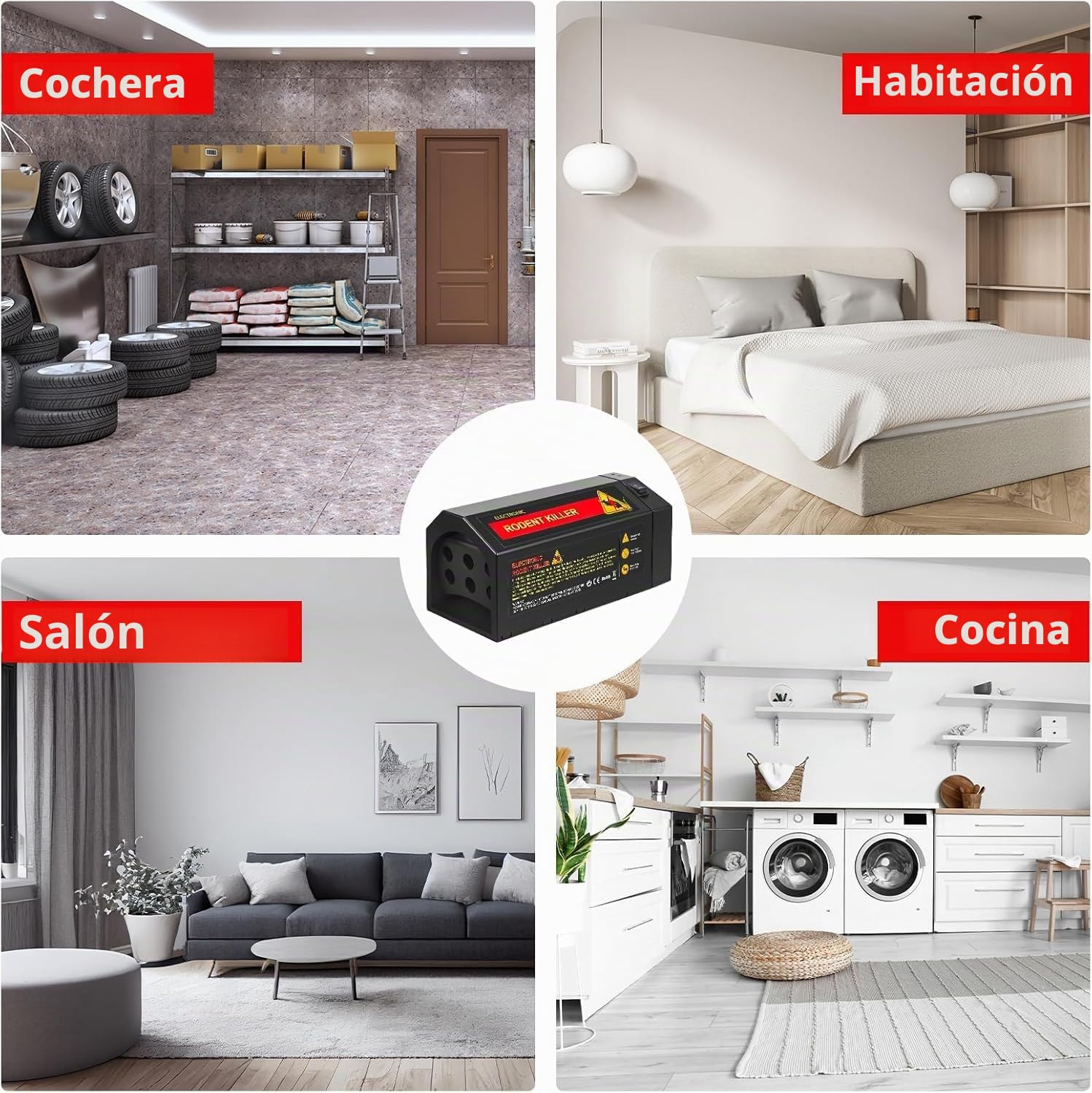2X Trampa electrónica para Ratas y Ratones,Trampa para casa y jardín,estación de Cebo rápida eléctrica para Ratas,fácil de reutilizar,higiénica, para Ratones Humanos