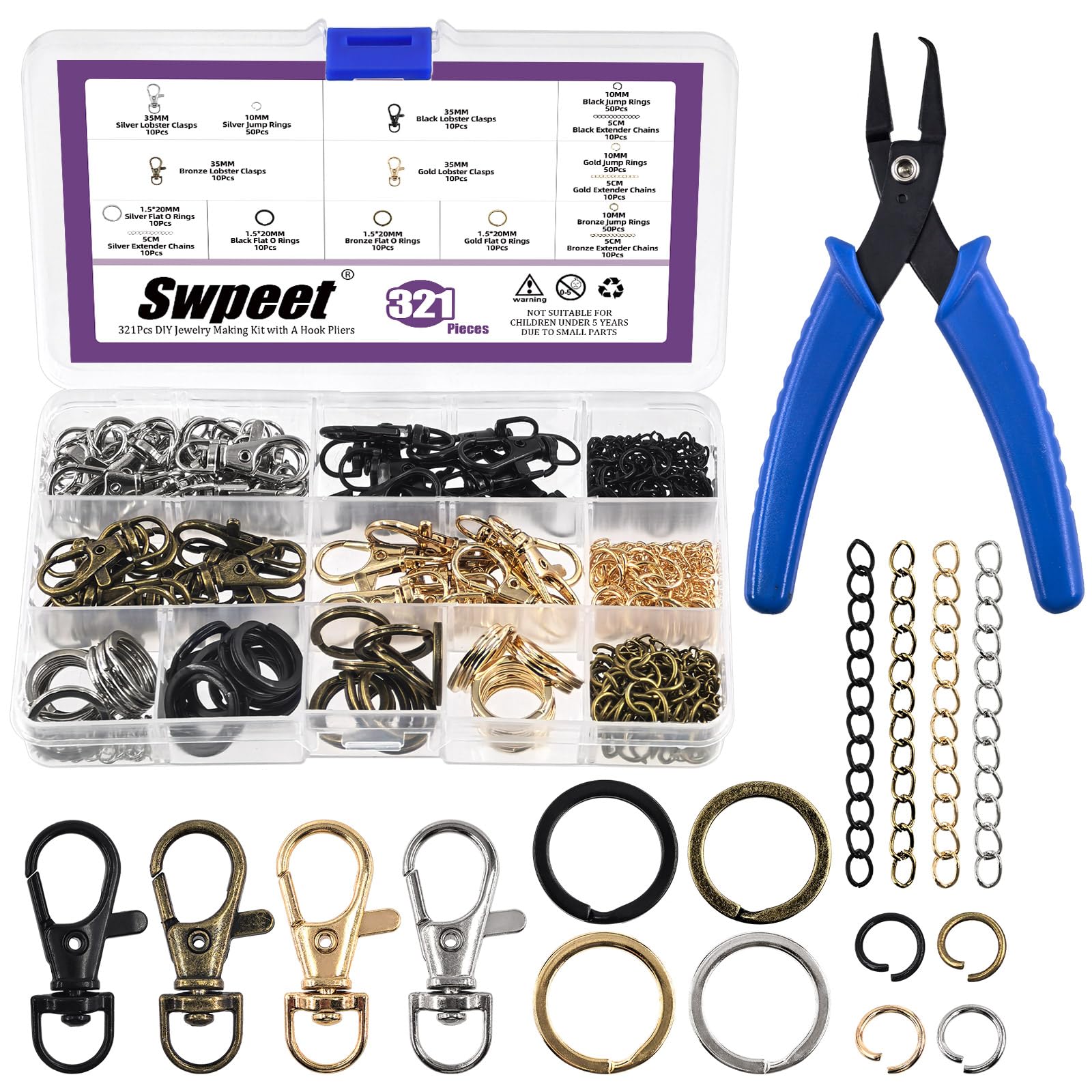Amazon.com: Swpeet 321Pcs Assorted Keychain Making Set with Pliers