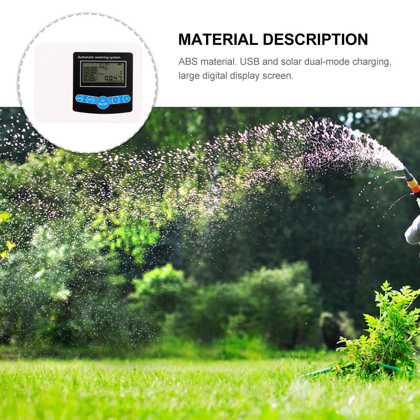 Yardenfun Temporizador de Riego Digital Doble Bomba para Jardín y Uso Doméstico, Instalación Sencilla y Carga Dual, Controlador Automático de Agua Accesorios Completos