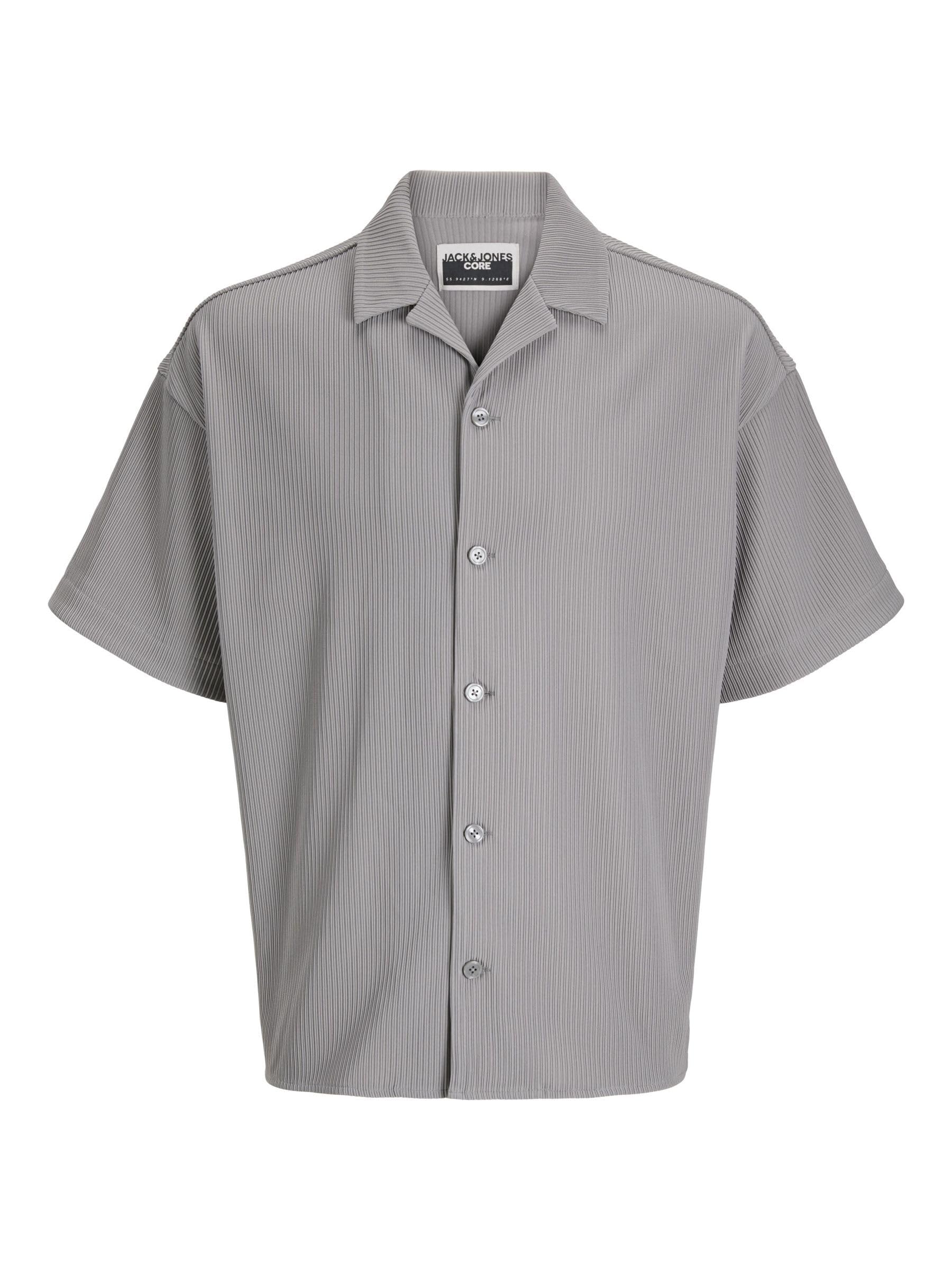 JACK & JONES Jcohorizon Plisse Resort Shirt Ss, Gray Flannel, M