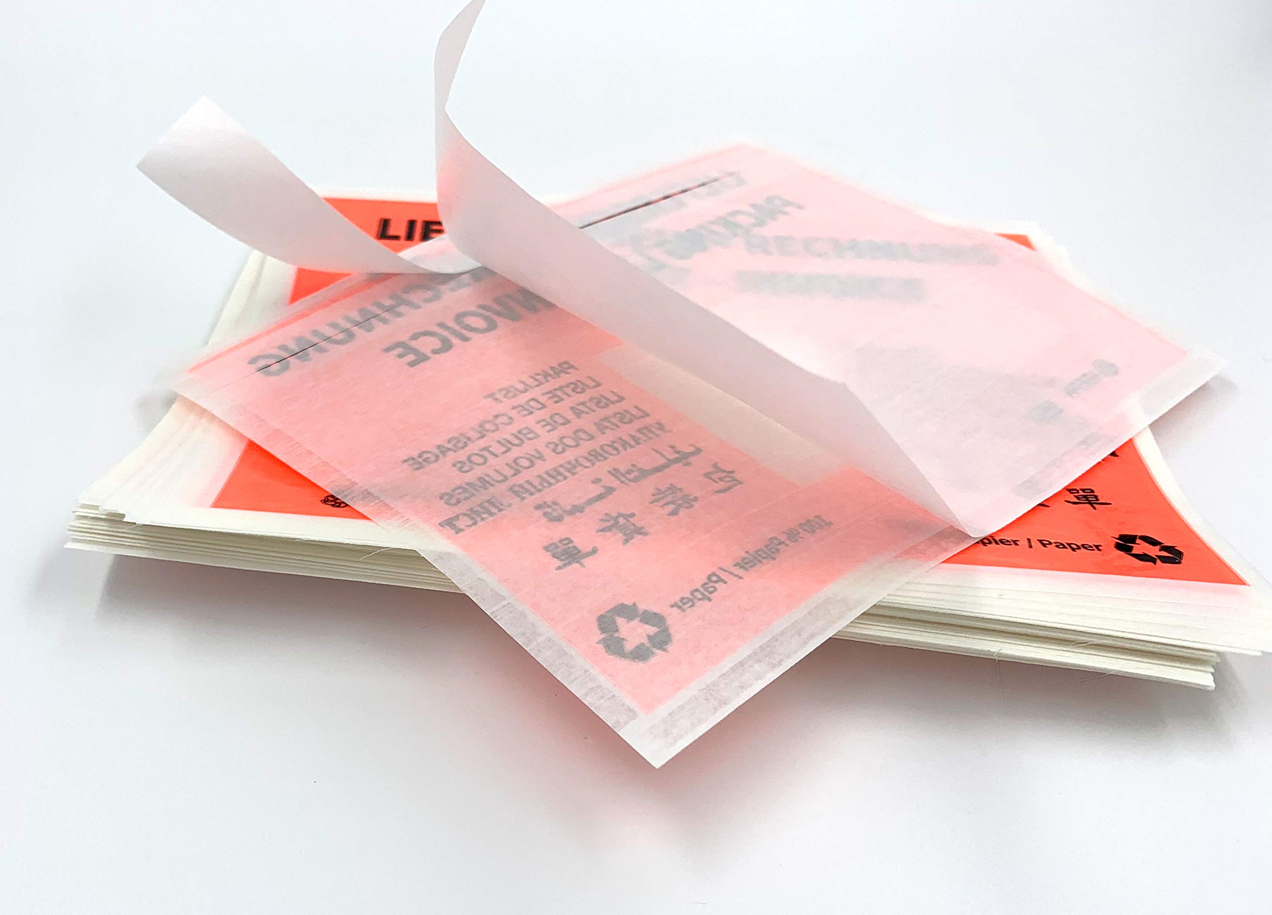 Sobres rojos de papel de pergamino portadocumentos, para facturas de envío, recibos de entrega, devoluciones & Co - 250 unidades de fundas autoadhesivas - dimensiones 175 x 130mm