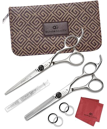 Olivia Garden SilkCut Professional Shear & Thinner Case - Razor Sharp Blade, Ergonomic Handle