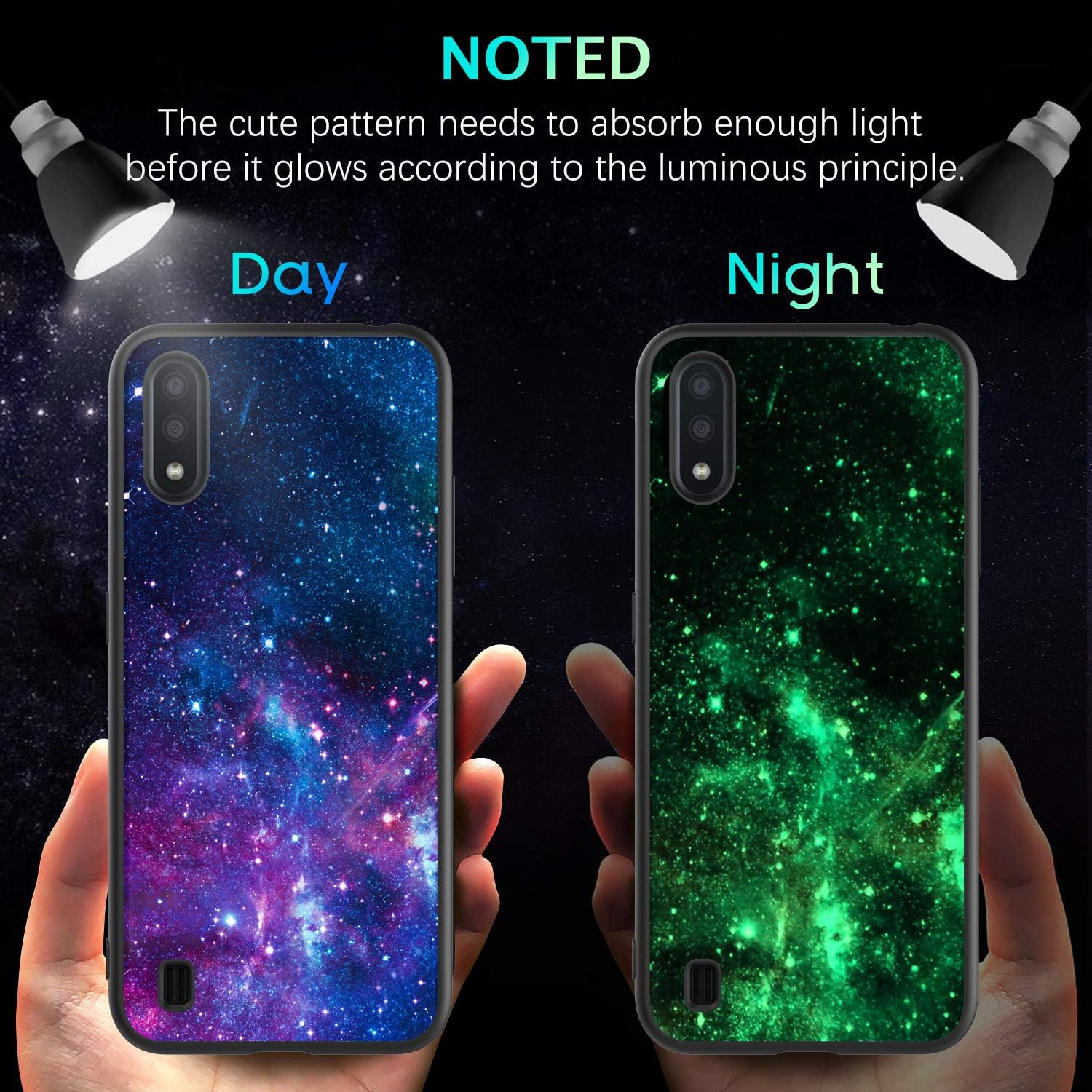 BENTOBEN Galaxy A01 Case, Phone Case A01 Samsung [US VERSION],Slim Fit Glow in The Dark Shockproof Hybrid Hard PC Soft TPU Bumper Drop Protective Girls Women Boy Men Cover for Galaxy A01,Nebula/Galaxy