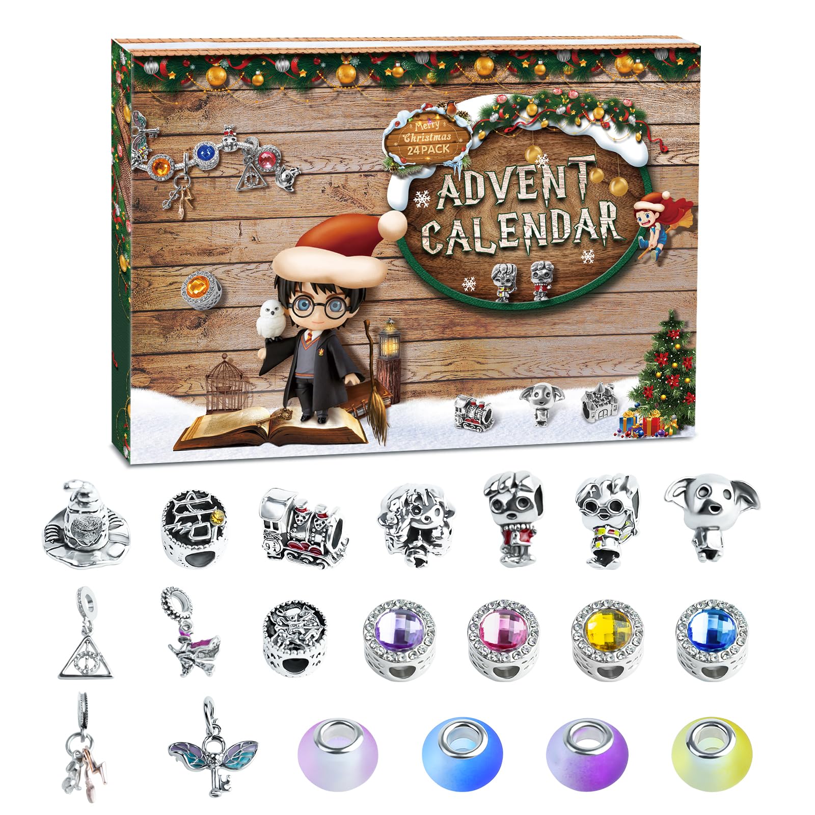 ISTOOLL Advent Calendar 2023 Boys,Christmas Magic Gift Countdown 24 Days Surprise Funny Theme Set Gift for Boys Teen Girls with Fashion Unique DIY Bracelet, gray