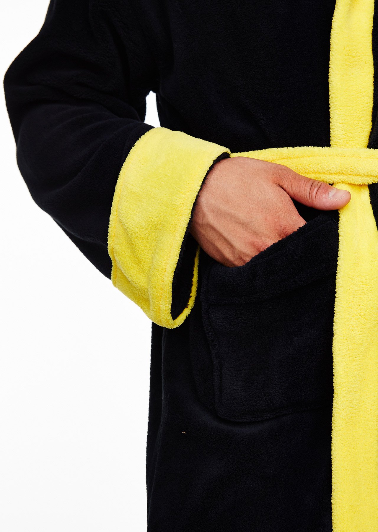 Ukonic Rocky Black With Yellow Stitching Adult Bathrobe