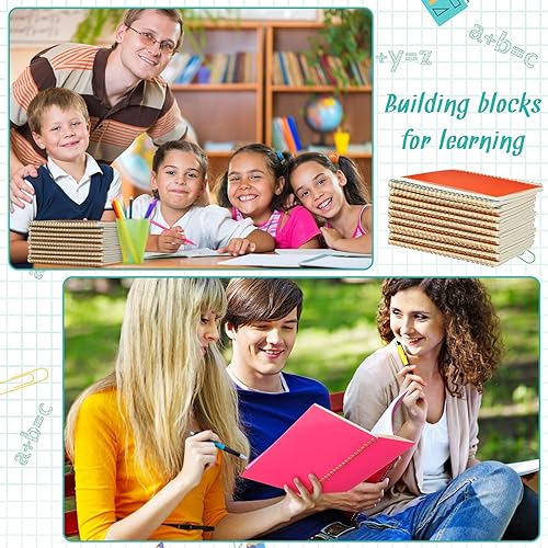 Miniatura 2 de PerKoop Paquete de 100 cuadernos en espiral de 8.3 x 5.5 pulgadas, cuadernos a rayas universitarias A5 a granel, 1 materia 50 hojas gruesas para