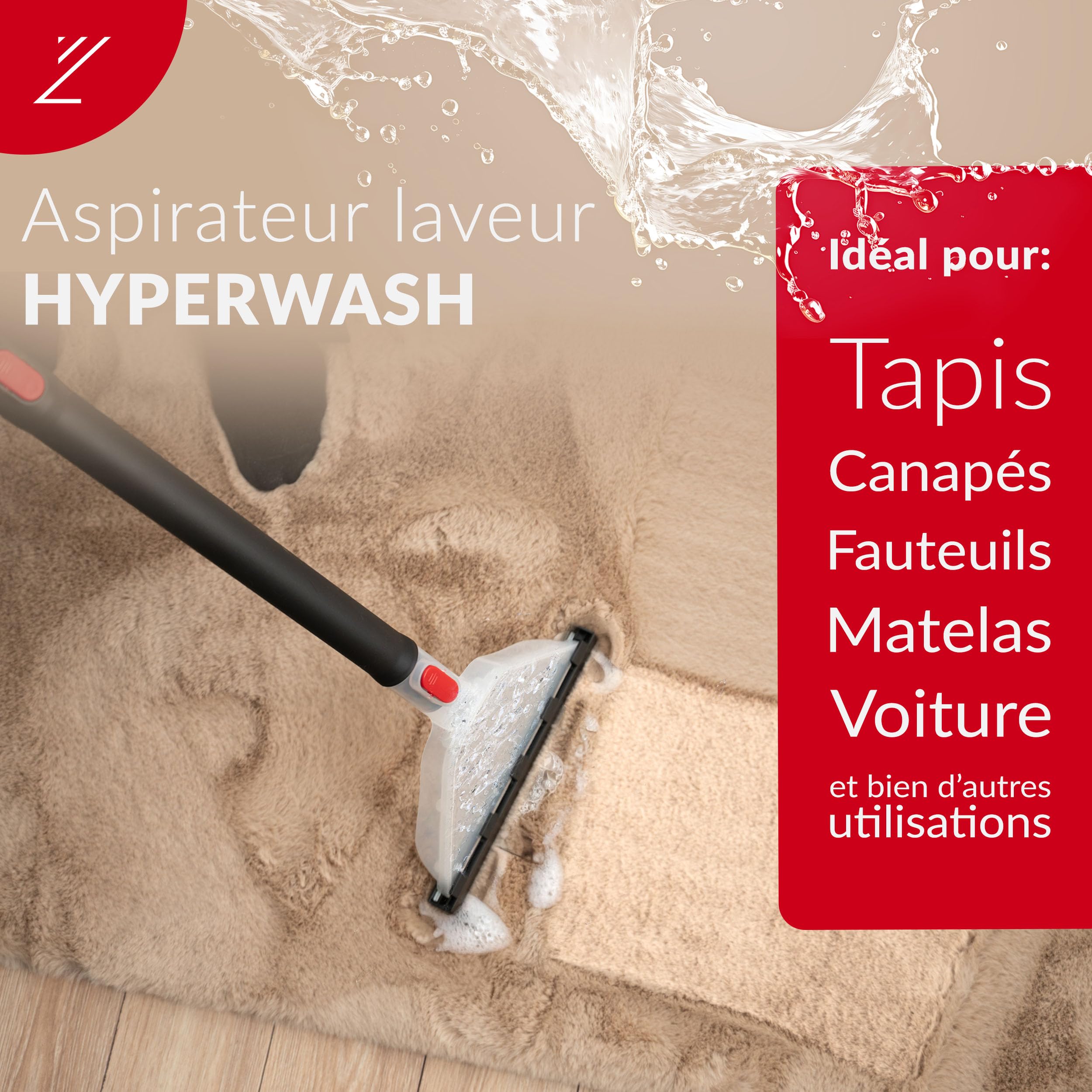 LEHMANN Shampouineuse avec Réservoir de 20L, 1600 W, Aspirateur Injecteur-extracteur avec filtre HEPA, Réservoir à détergent de 4,3L, Aspirateur nettoyeur pour Tapis, Canapé, Matelas et Voiture