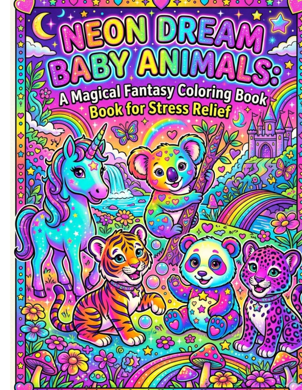 Neon Dreams Baby Animals: A Magical Fantasy Coloring Book for Stress Relief