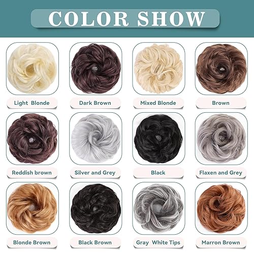 Miniatura 6 de EMMOR Extensión de moño de pelo desordenado, ondulado, rizado, coletero, extensión de cola de caballo sintética para mujeres, para uso diario, 1