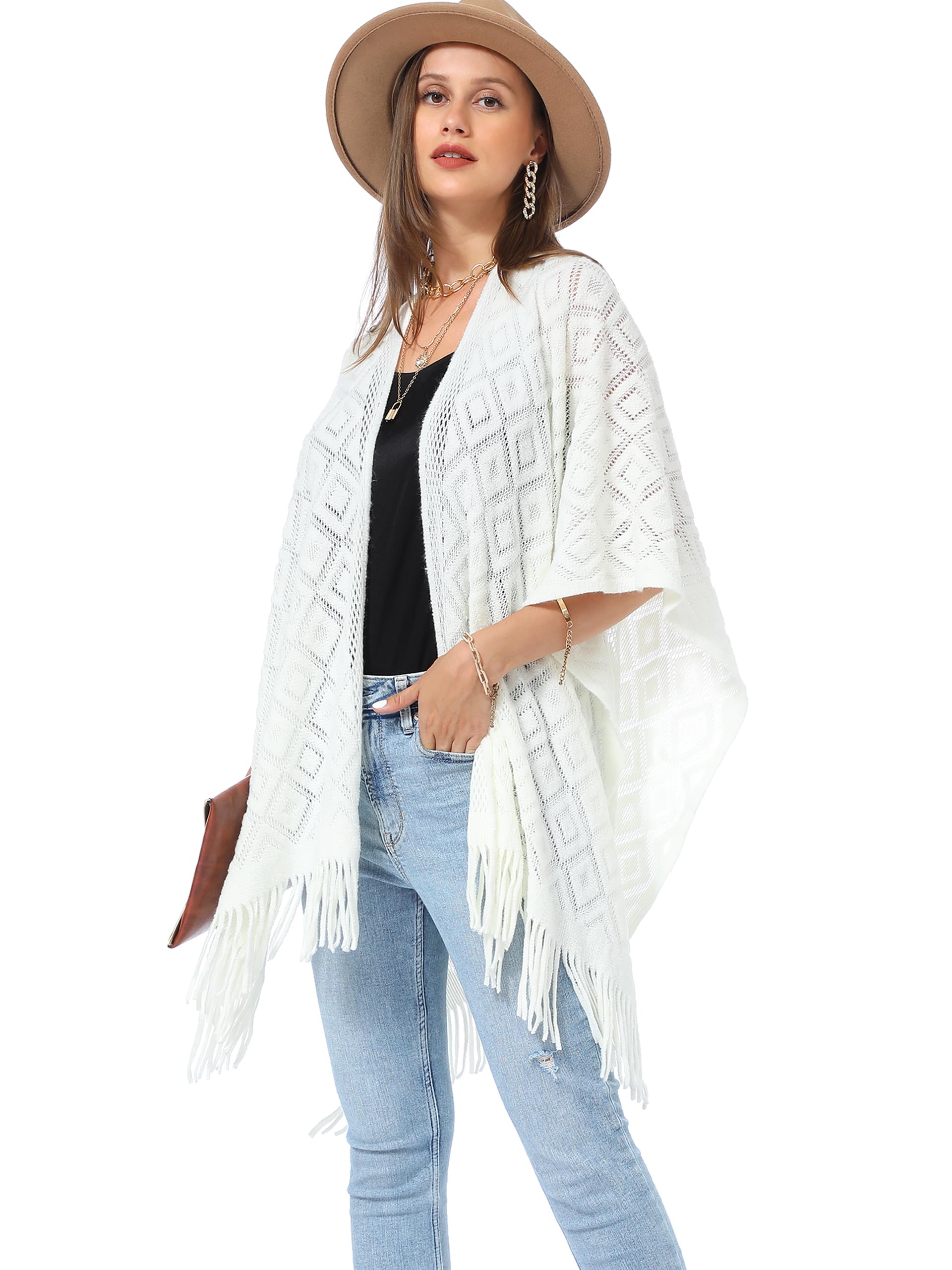 soul young Châle Femme Leger Ponchos et Capes Fringes Tricoté Pashmina