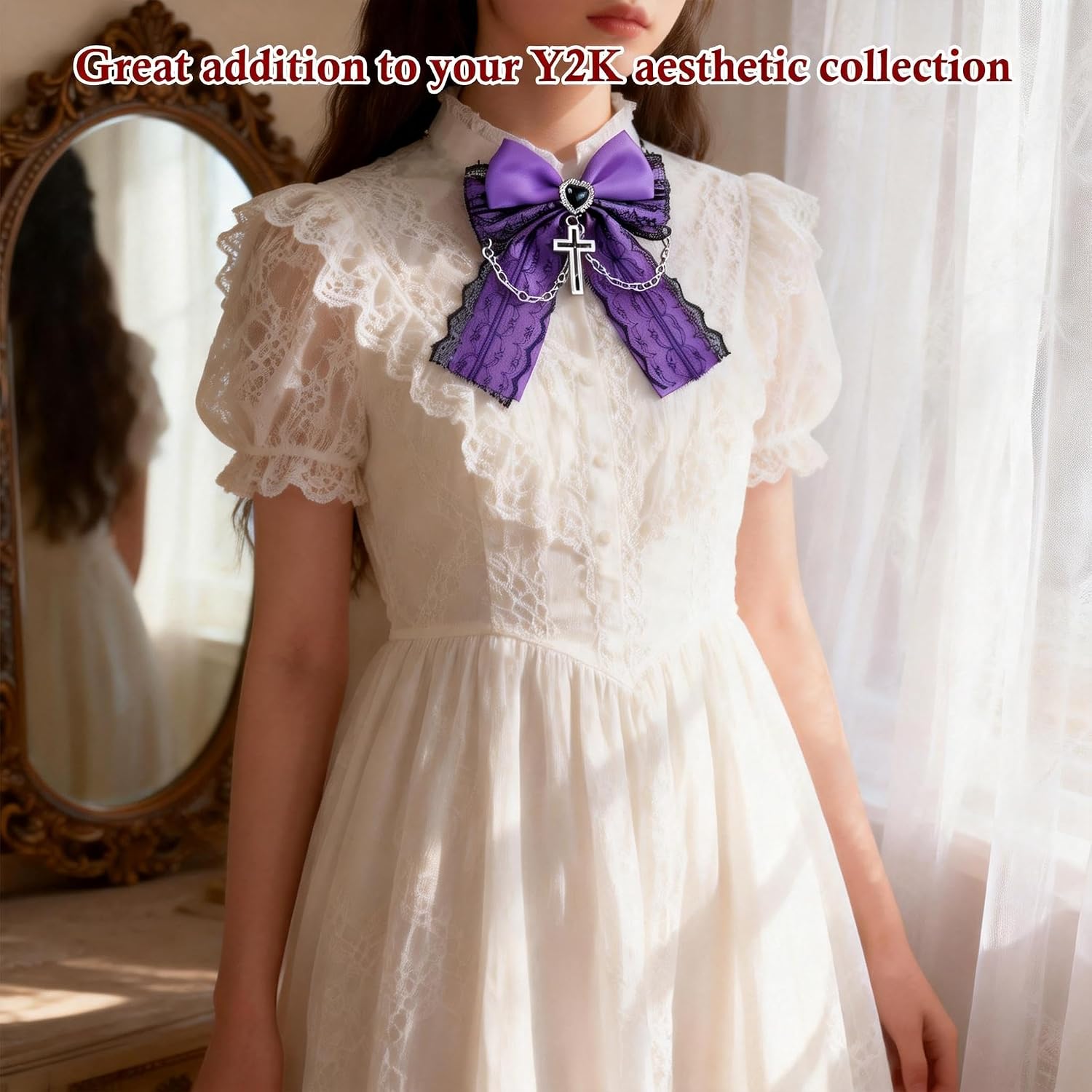 Kawaii Lace Bow for Ita Bag Decorations Cute Aesthetic Y2K Charms for Ita Purse Gothic Lolita DIY Ita Bag Accessories image 4