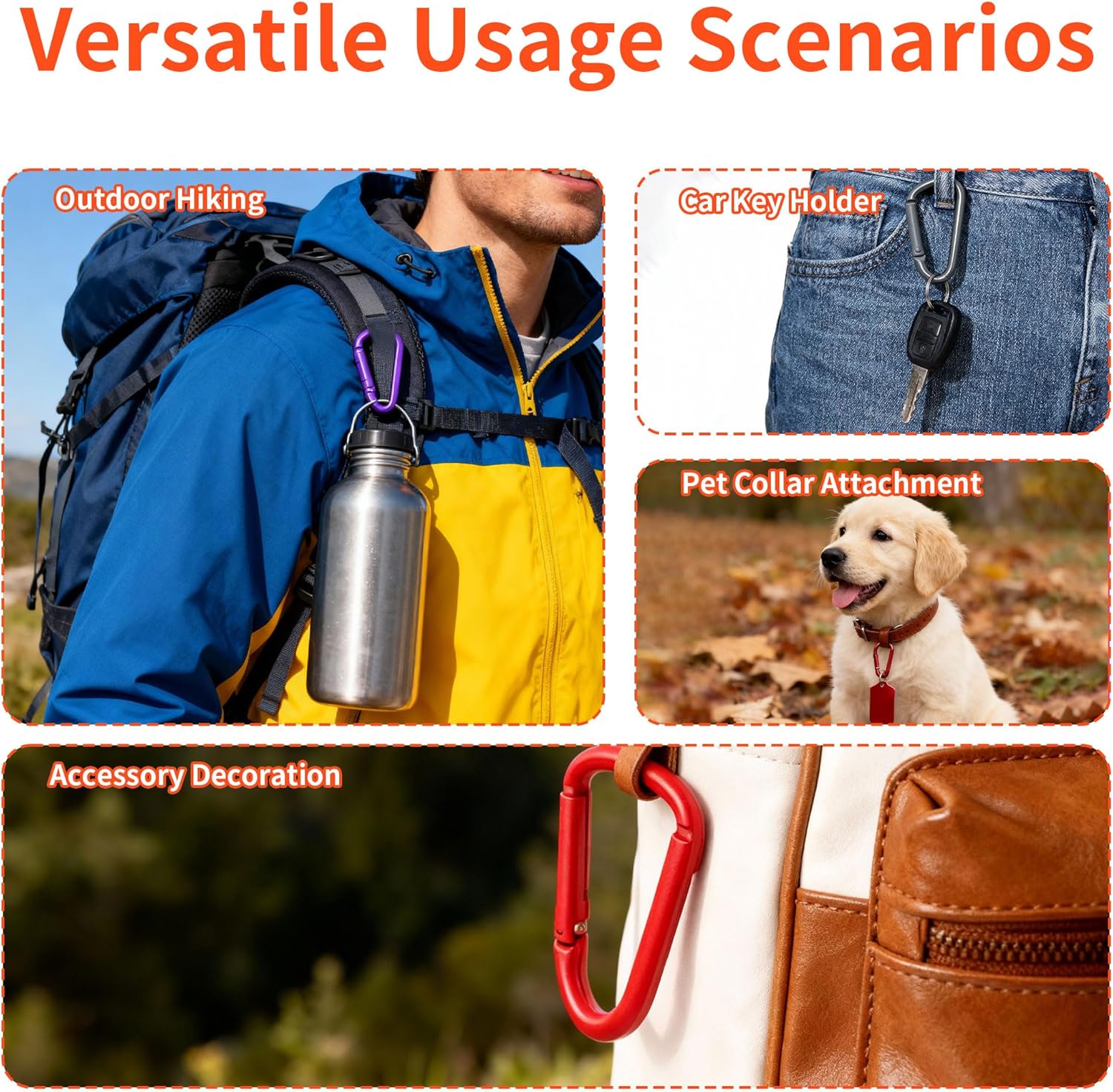 16 Pcs Aluminum Carabiner Keychain Clip Set – Colorful Oval D-Spring Hooks for Keys, Water Bottles, Backpacks, Dog Leashes & Outdoor Use - Image 6