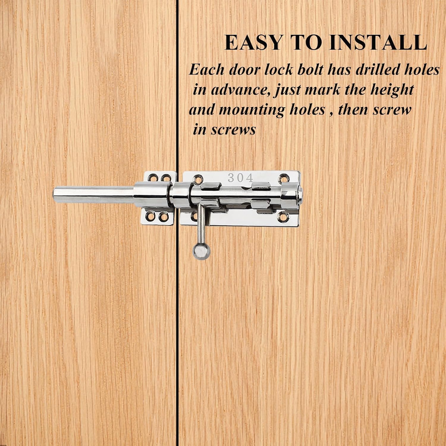 Slide Bolt Gate Latch Thickened 304 Stainless Steel Latches Heavy Duty Safety Barrel Bolt Door Lock with Padlock Hole and Dust Canister for Wooden Fence, Yard Door, Barn Door, Shed Door