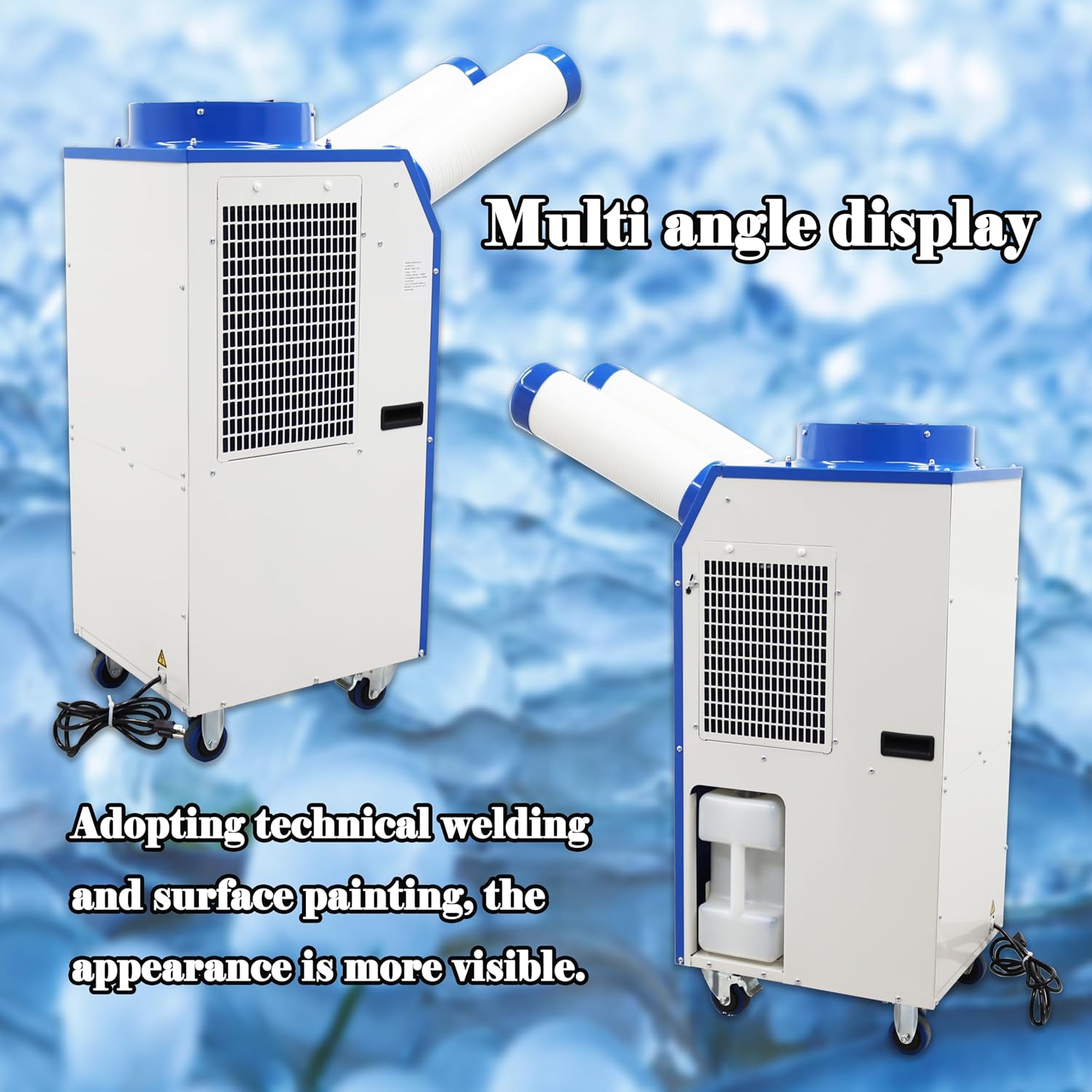Industrial Air Conditioner Portable Industrial Cooling Unit 12,000 BTU/h Dual-Duct AC 14L Tank for Hospitals Workshops Events 110V 1400W