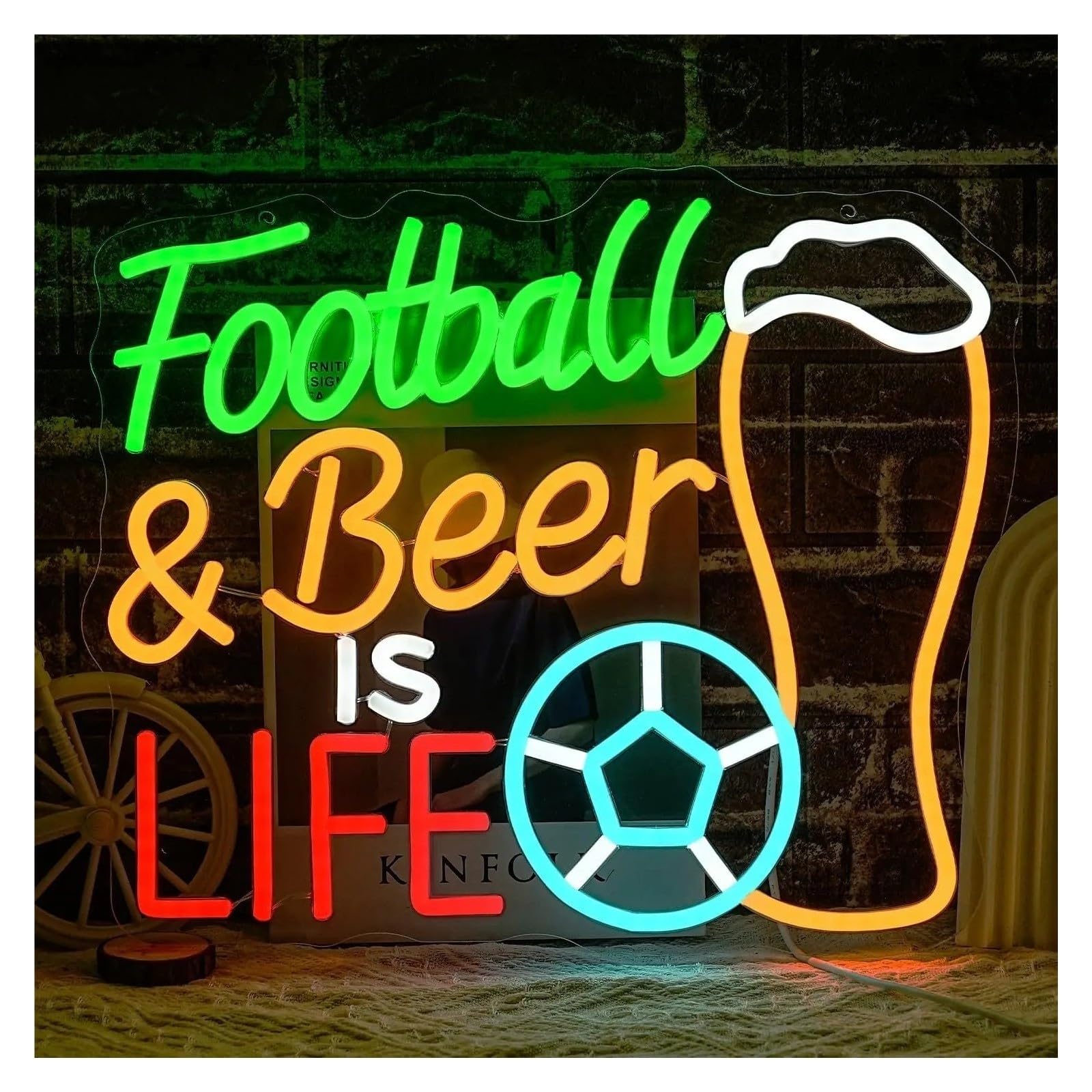 Decoración Lámparas Football Beer Is Life Letreros De Neón