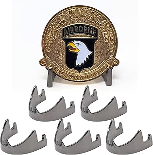 Military Challenge Coin Display Stand - Solid Metal with Anodized Finish - US Vet. Business (Black) (Black Five-Pack)