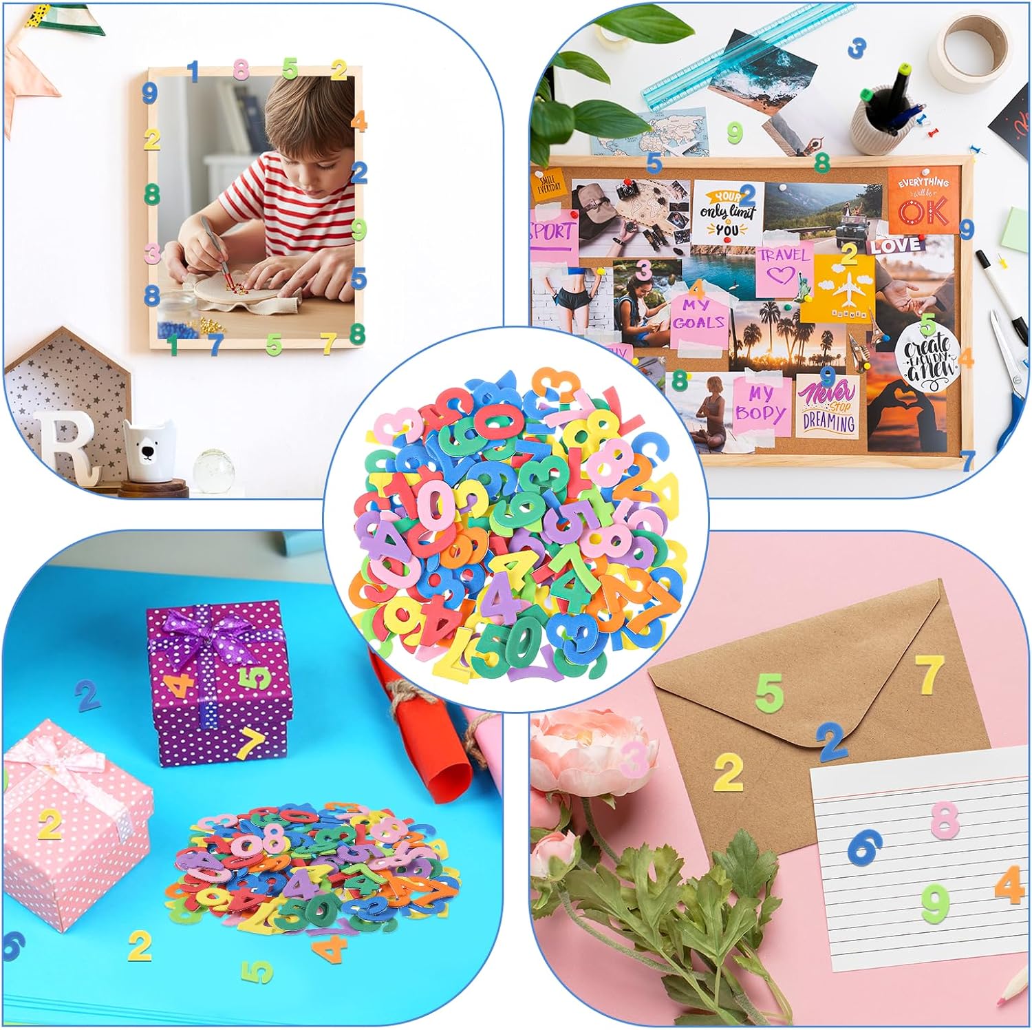 260PCS Numbers Foam Stickers, Letter Stickers for Crafts, Self Adhesive 1-9 Number Alphabet Sticker Craft Supplies Sticker for DIY Crafts Scrapbooking Kids School Project Party Decorations Colorful